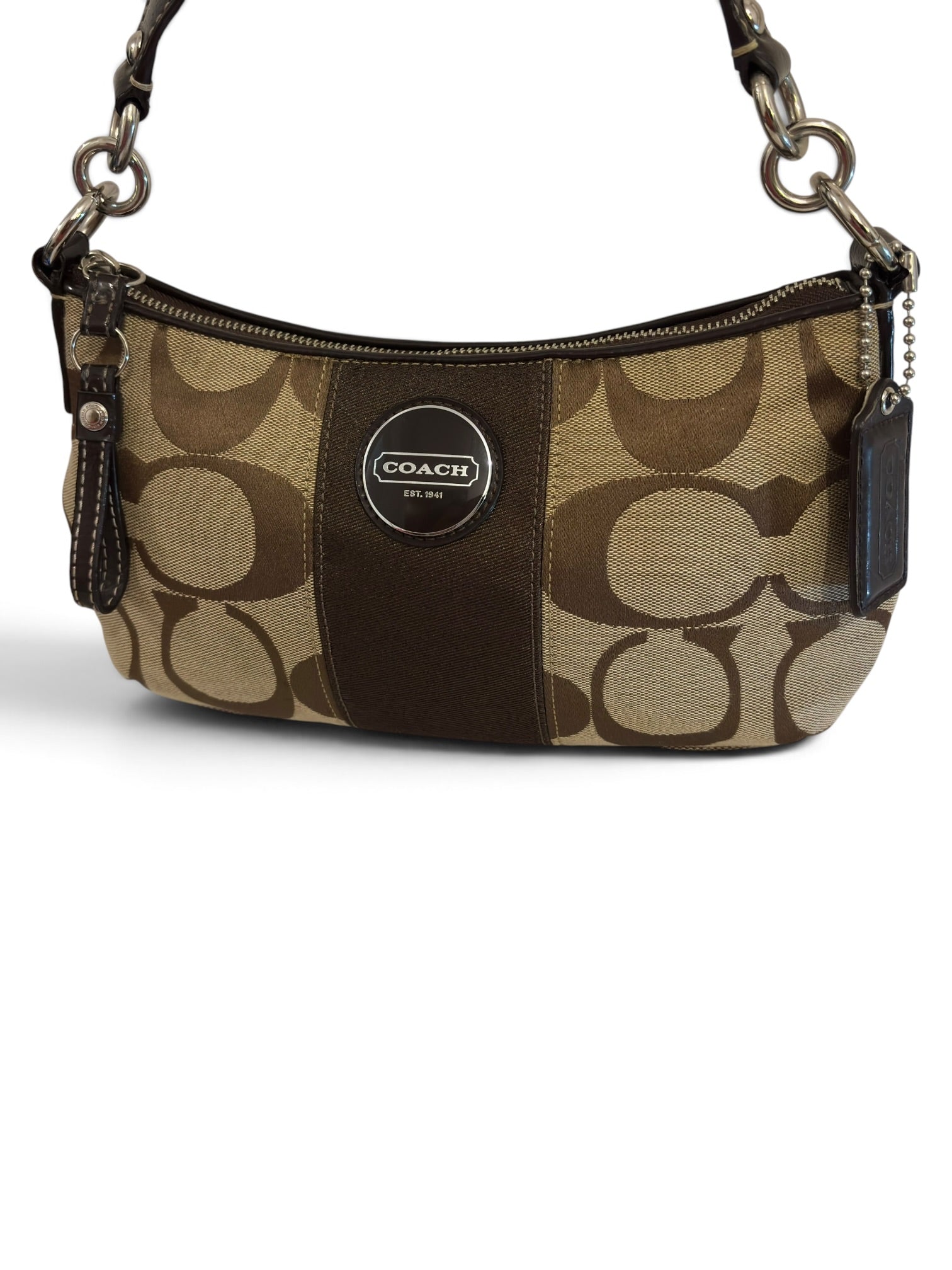 Vintage Coach Demi Shoulder Bag Signature Brown Crossbody F17439