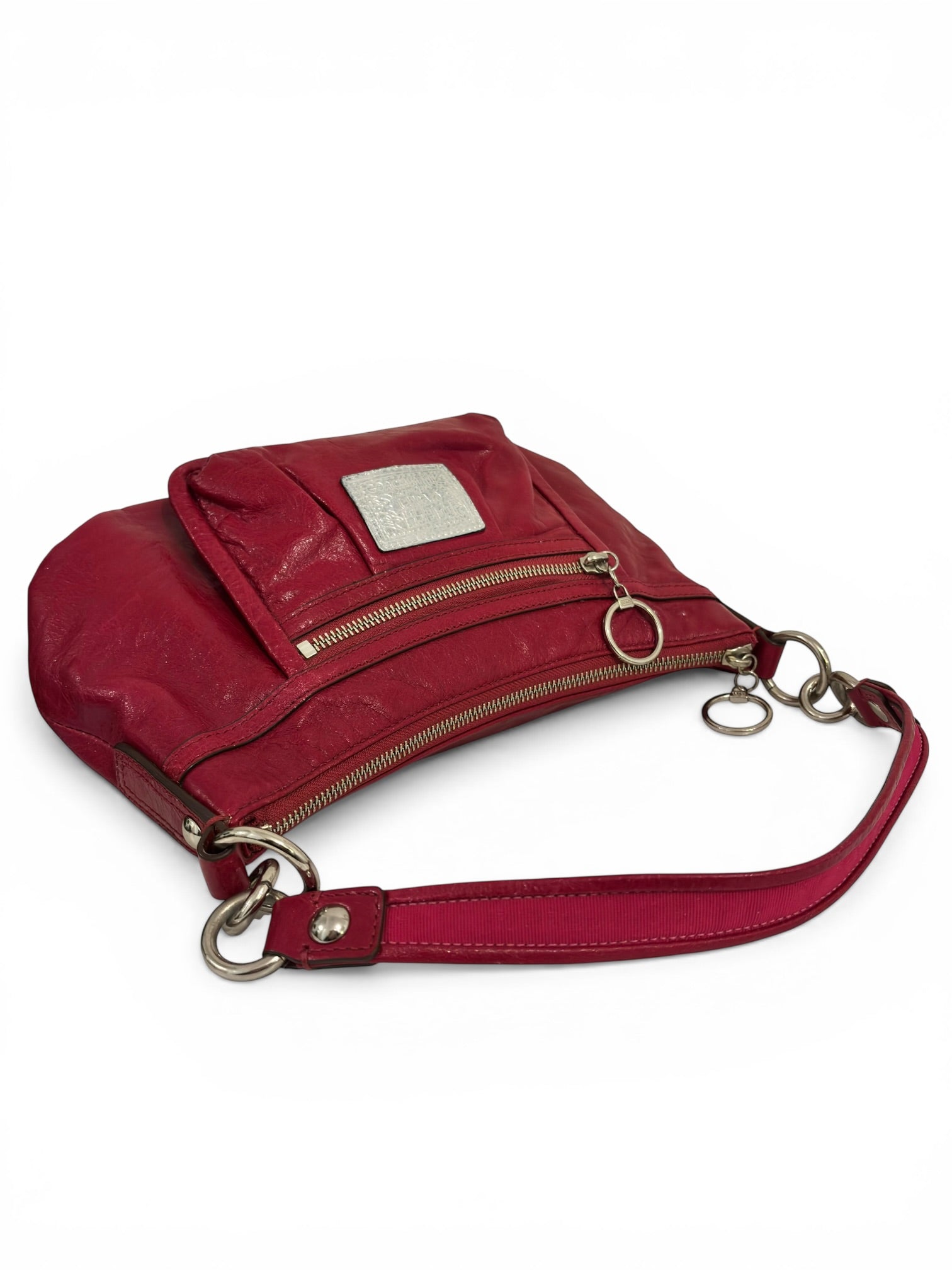 Coach 2000's Baguette Hot Pink Poppy Patent Leather Vintage Shoulder Bag