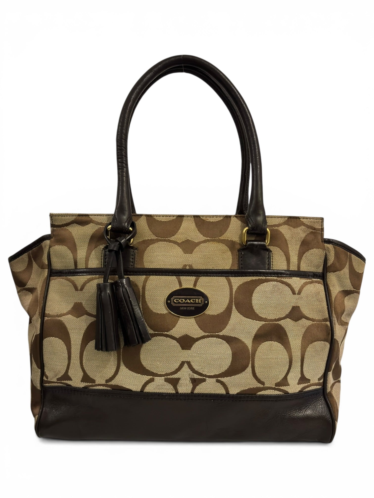 Coach Brown Beige Candace Legacy Signature Canvas & Leather Vintage Shoulder Bag