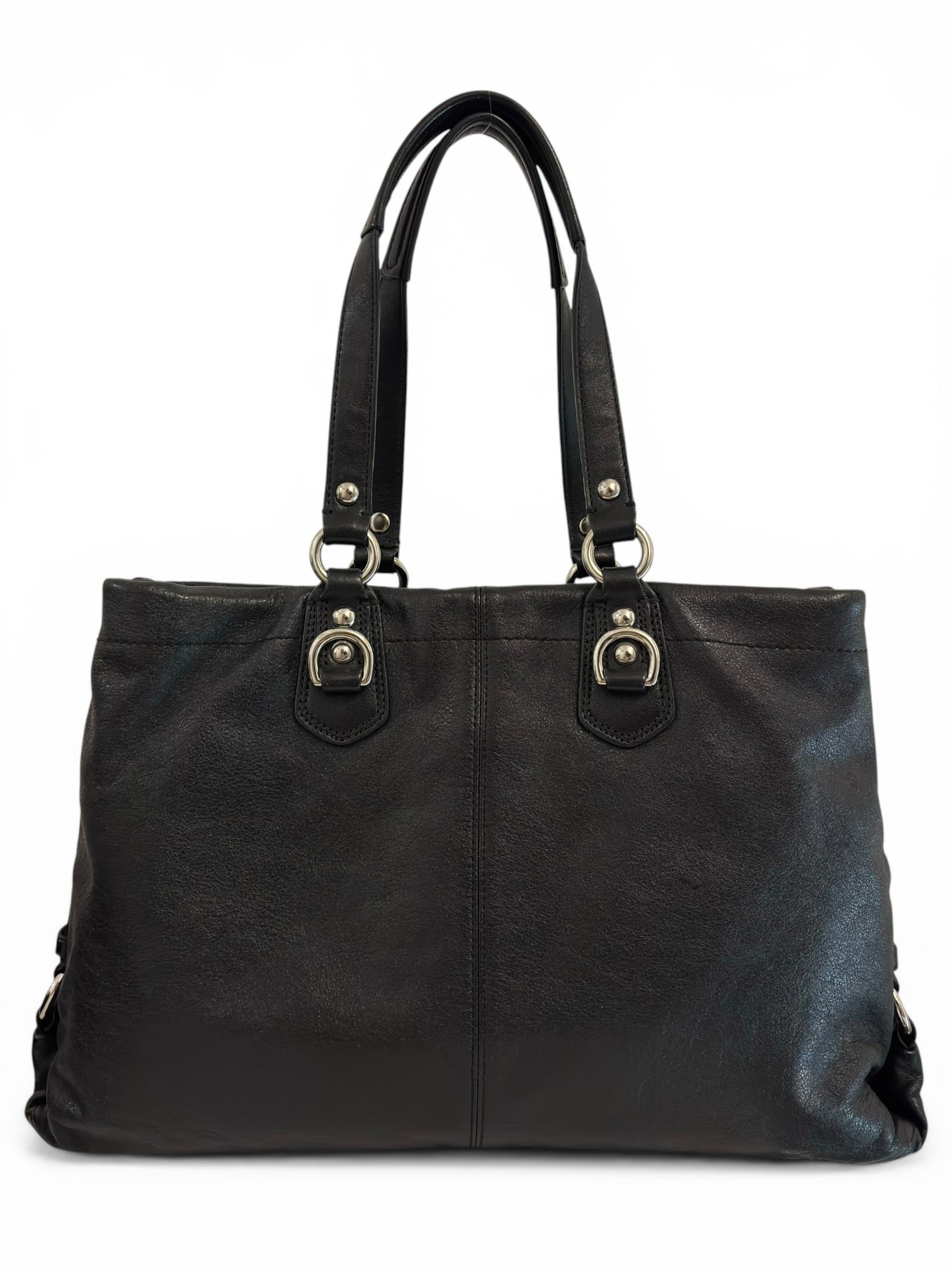 Coach Black Soft Pebbled Leather Ashley Pleated
Shoulder Bag
