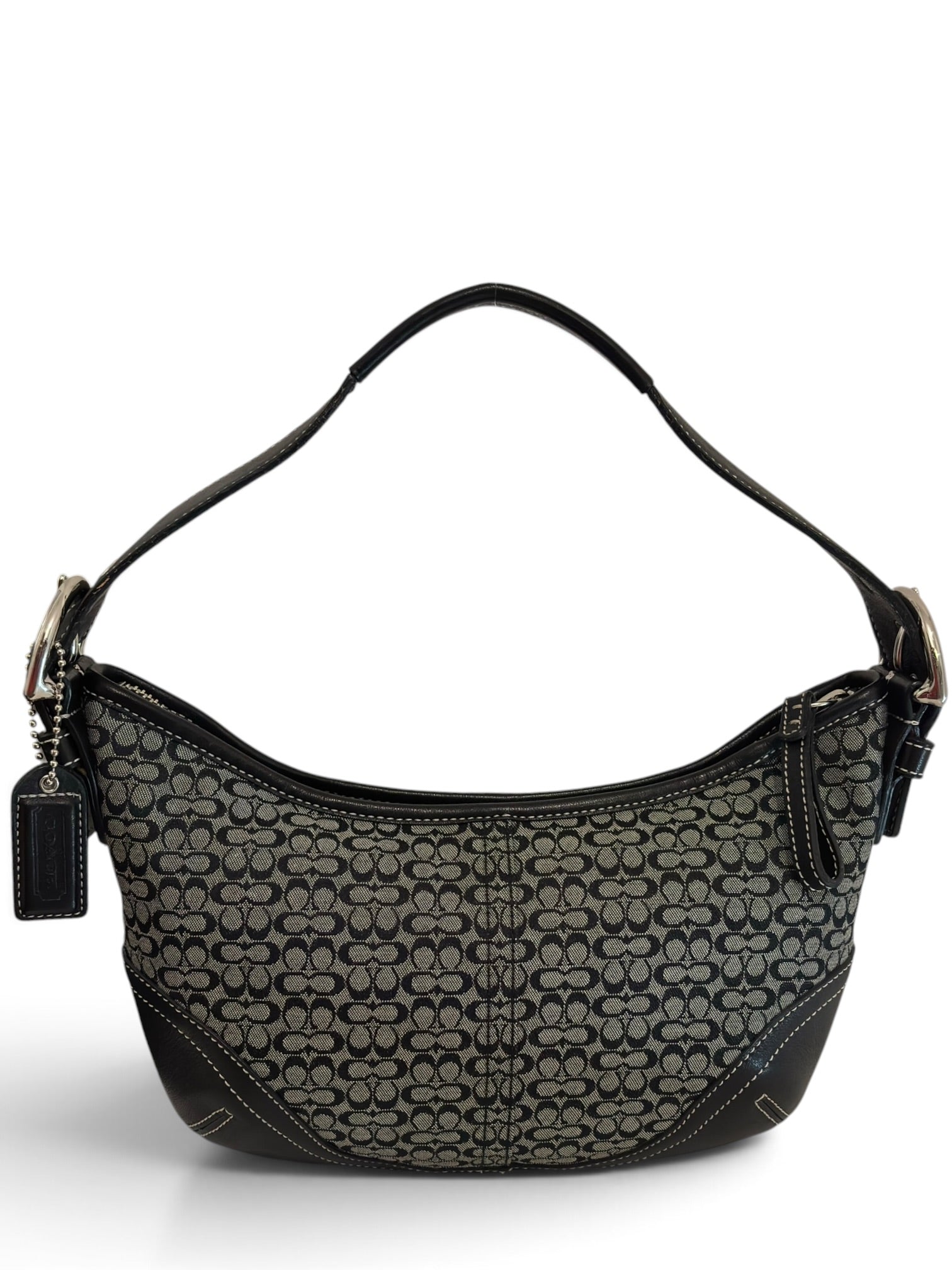 Vintage Coach Soho Bag Black Grey Signature Canvas Hobo Bag Y2K H32-6351
