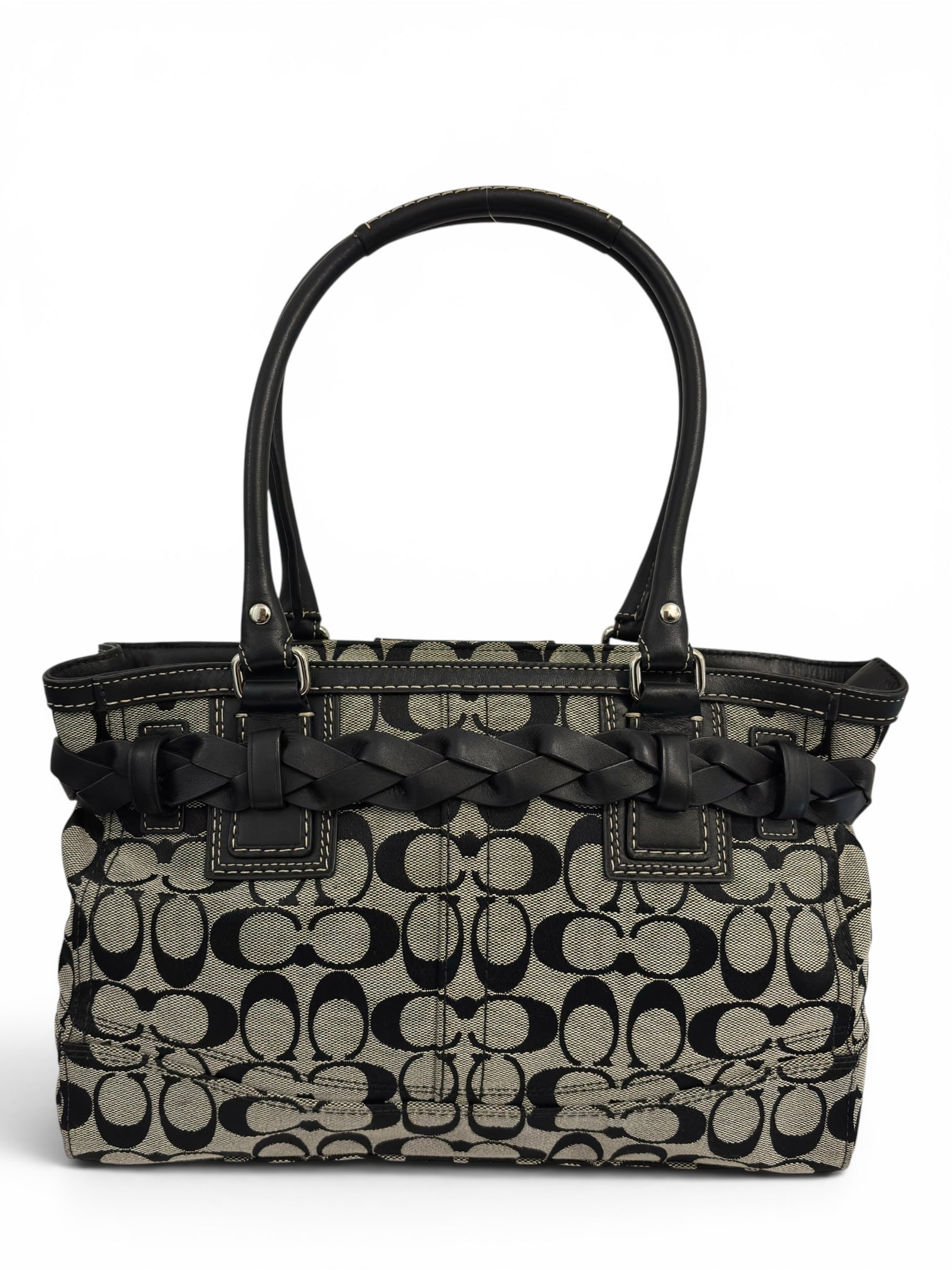 Vintage Coach Hamptons Signature Black & Grey Shoulder
Bag F15665