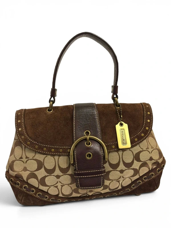Vintage Coach Soho Bag 7059 Signature Brown Studded Handbag