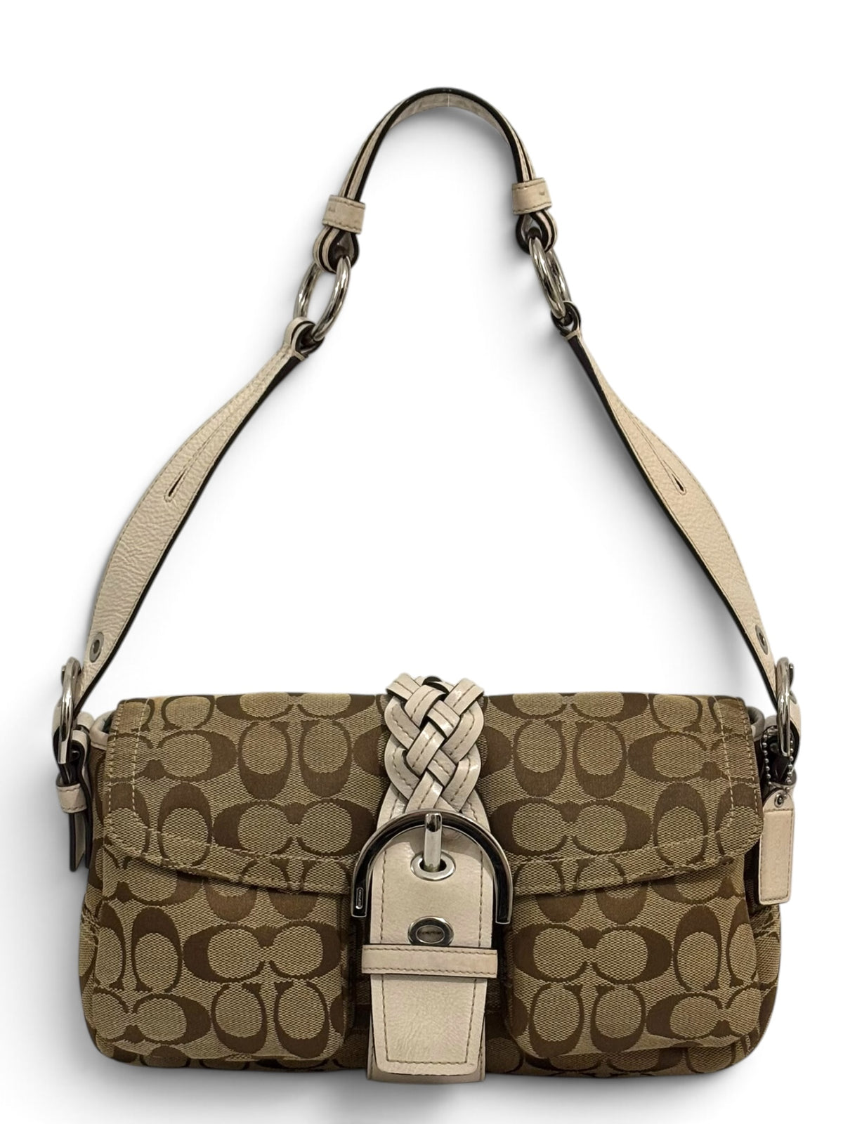 Vintage Coach Soho 6314 White Braided Leather Shoulder Bag