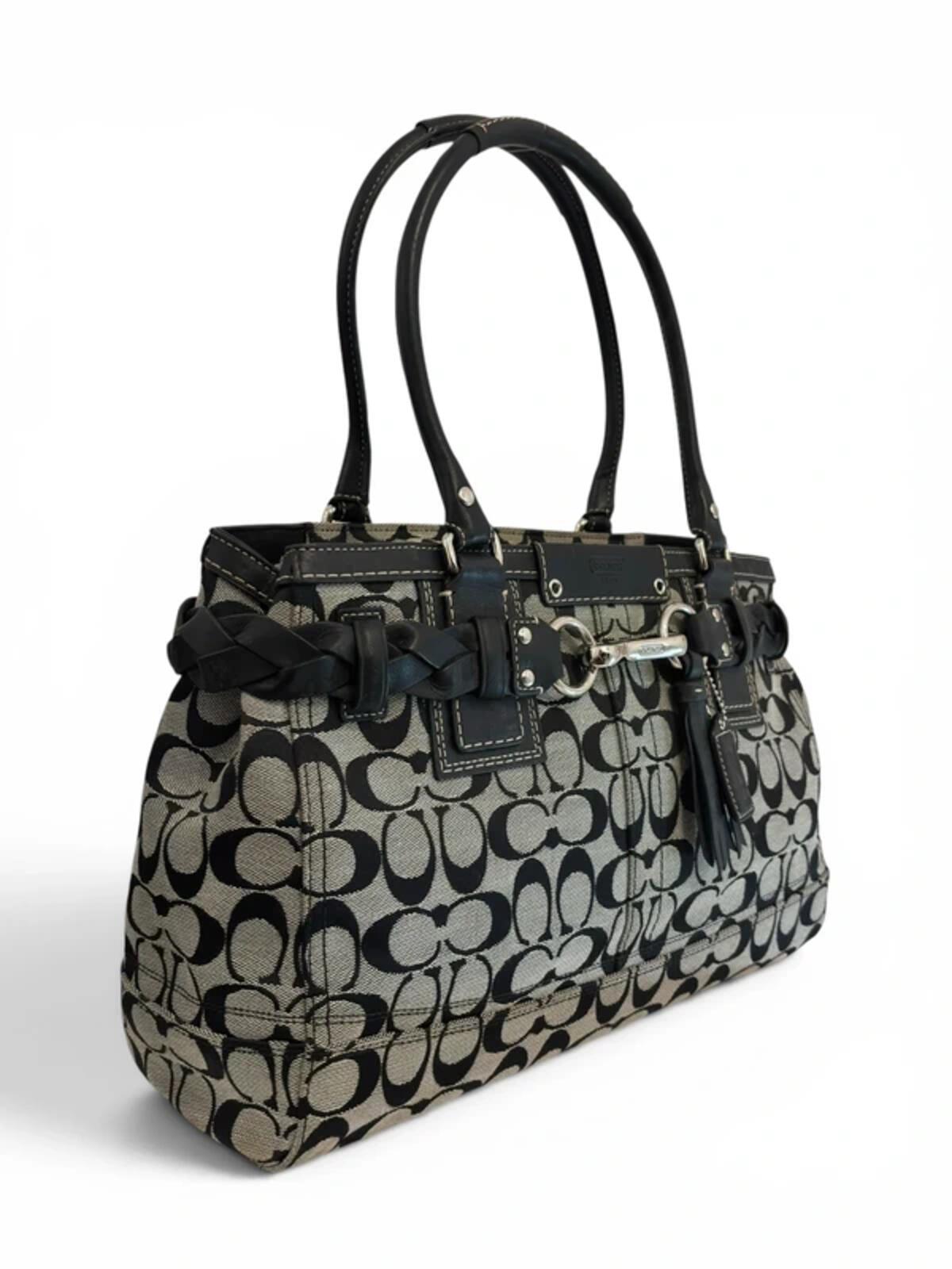 Vintage Coach Bag Hamptons Signature Braided Tassel Tote F13068