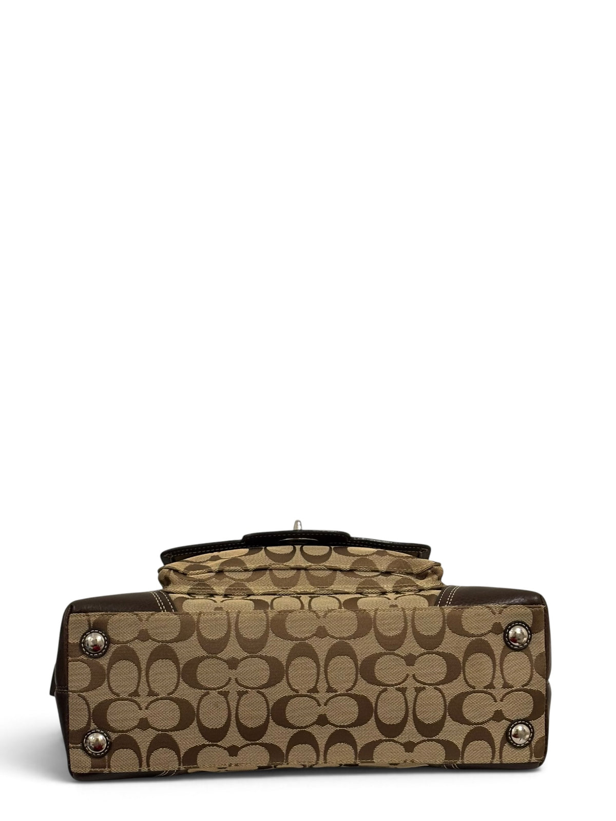 Vintage Coach Hamptons Bag F13977 Turnlock In Signature Brown