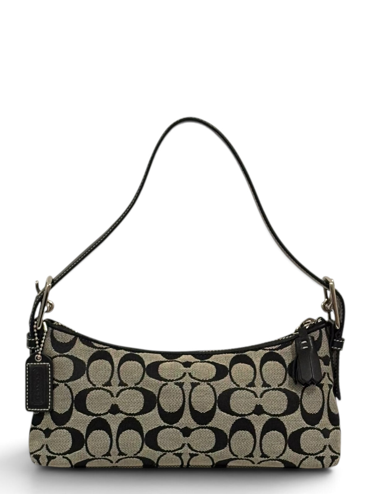 Vintage Coach Baguette Bag 6371 East West In Signature Black & Grey