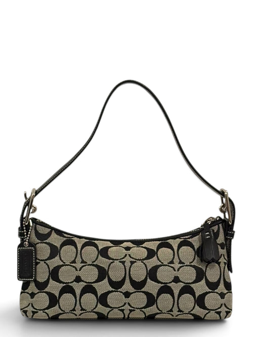 Vintage Coach Baguette Bag 6371 East West In Signature Black & Grey