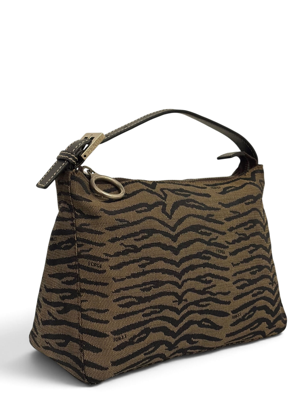 Vintage Fendi Animal Print Bag In Brown Signature Canvas