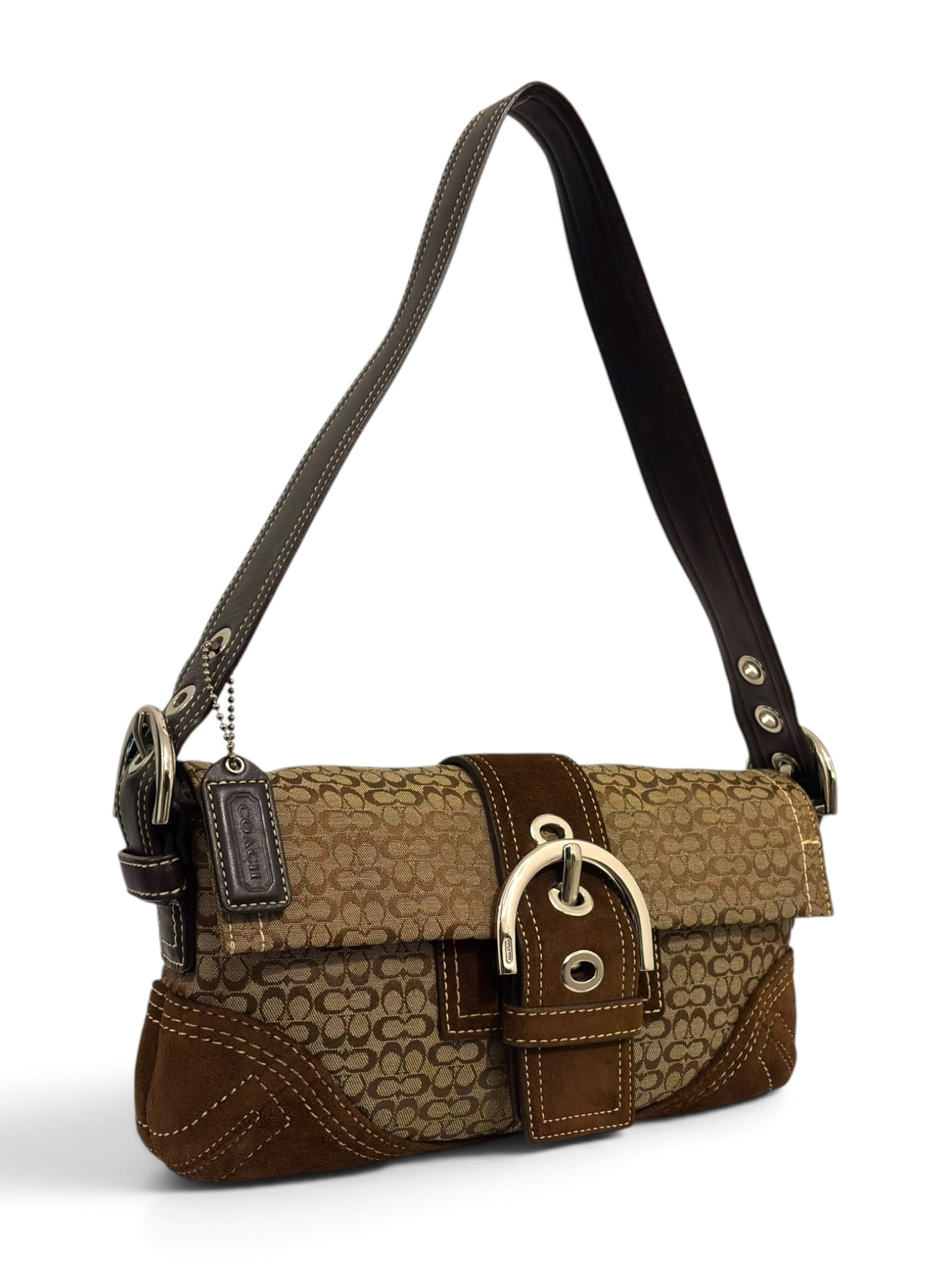Vintage Coach Soho Signature Brown Y2K Shoulder Bag 3628