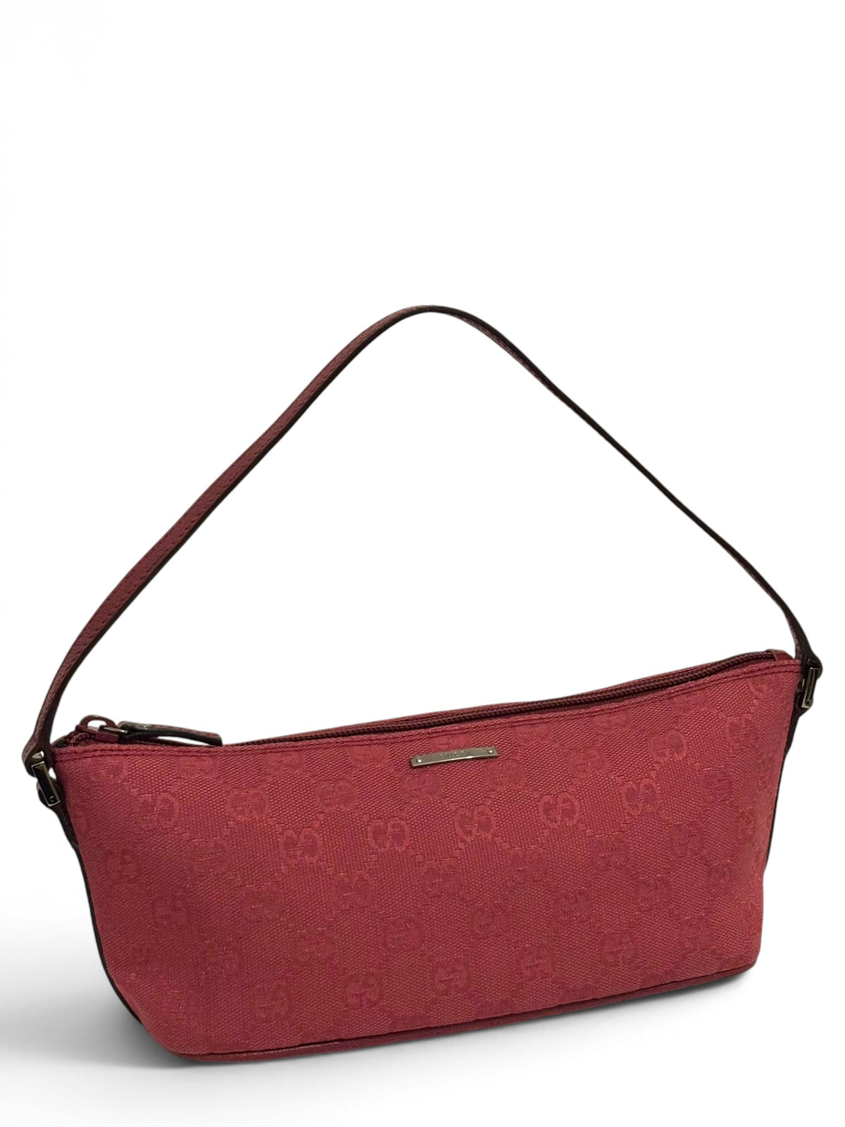 Vintage Gucci Boat Bag 07198 Pink GG Monogram Pochette