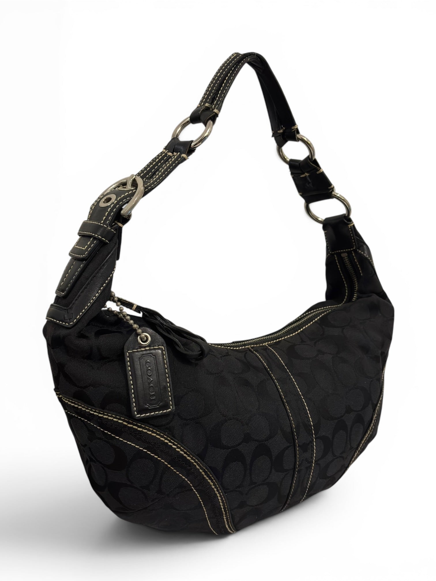 未使用級✨Coach Signature Soho Hobo Shoulder Vintage Coach Soho Half Moon Black Hobo Shoulder Bag 10601