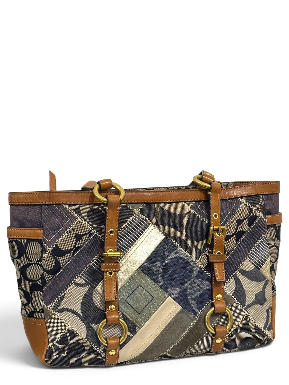 Vintage Coach Denim Patchwork Tote Bag 12217