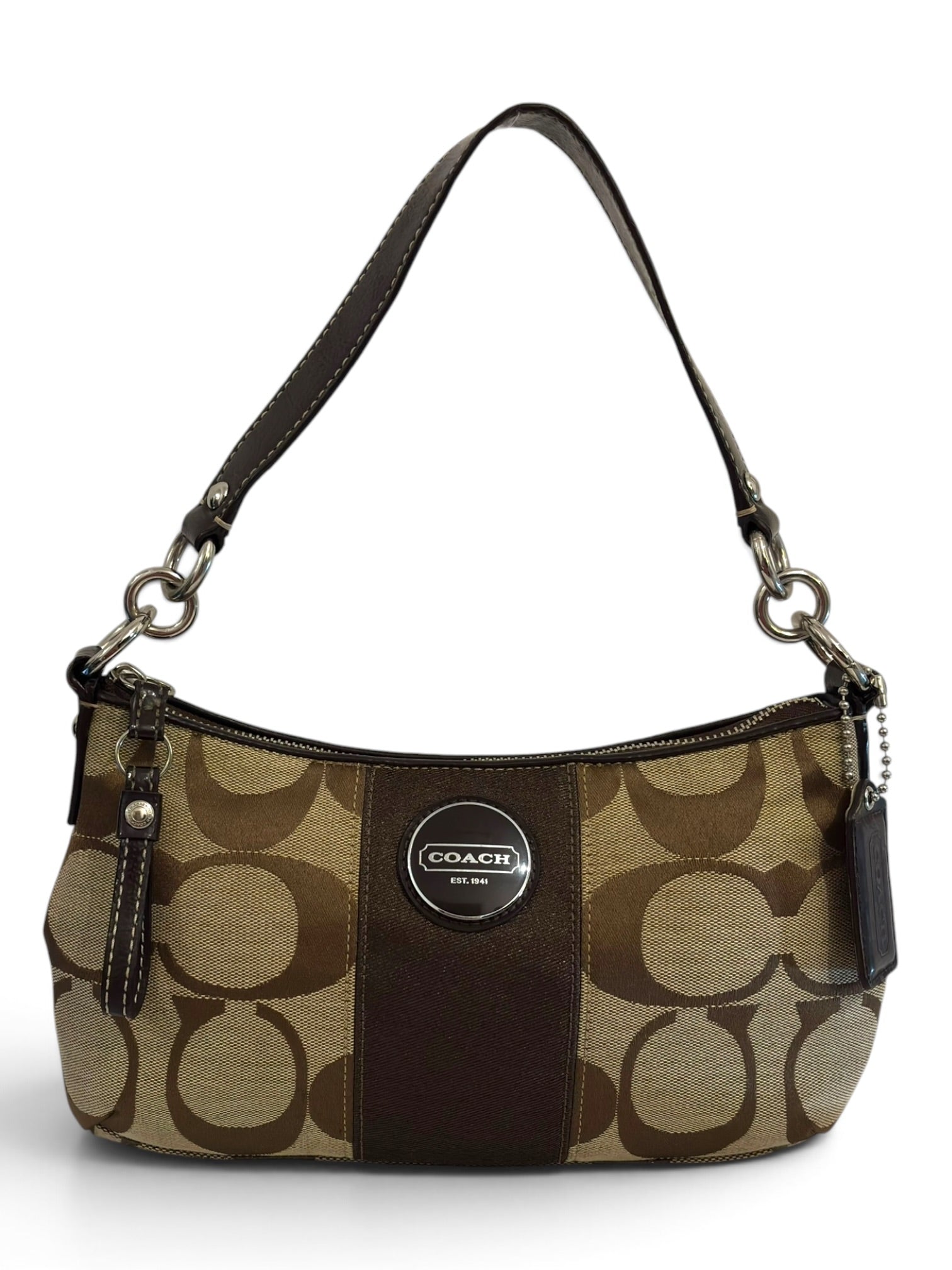 Vintage Coach Demi Shoulder Bag Signature Brown Crossbody F17439