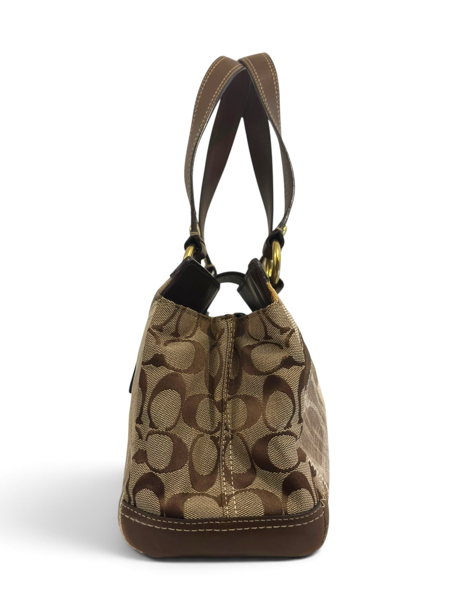 Vintage Coach Patchwork Bag Brown Signature
Canvas Leather Shoulder Tote B0893-12521