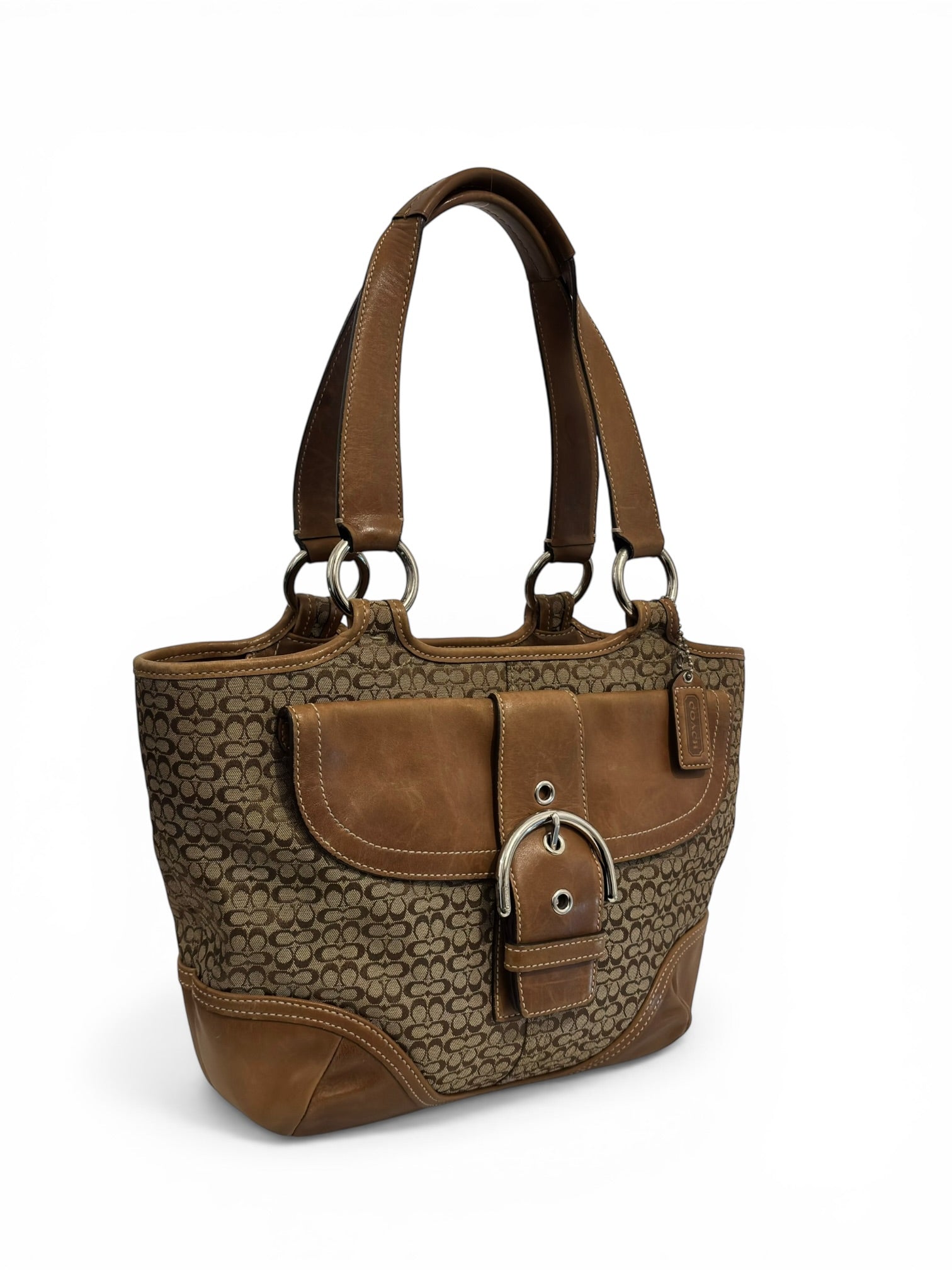 Coach Signature Brown Soho Buckle Canvas & Leather Vintage Shoulder Bag