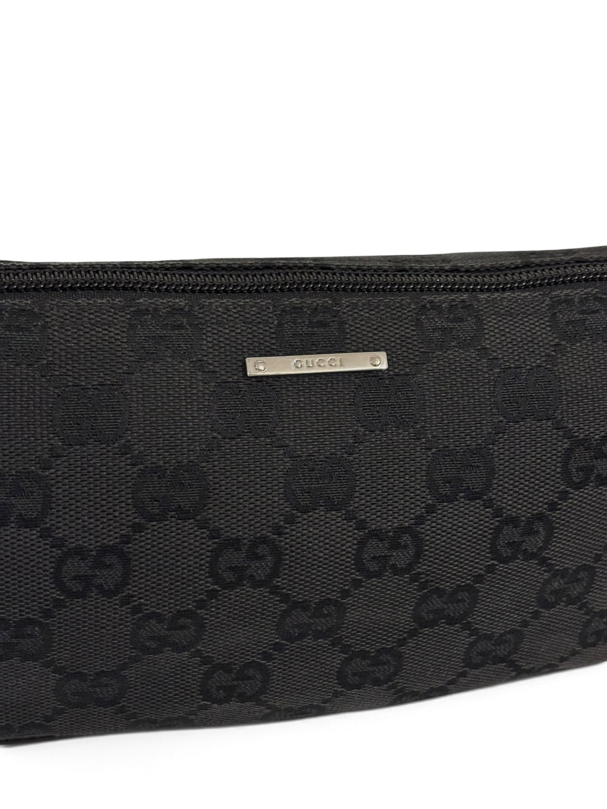 Vintage Gucci Boat Bag Pochette 07198 Black Monogram