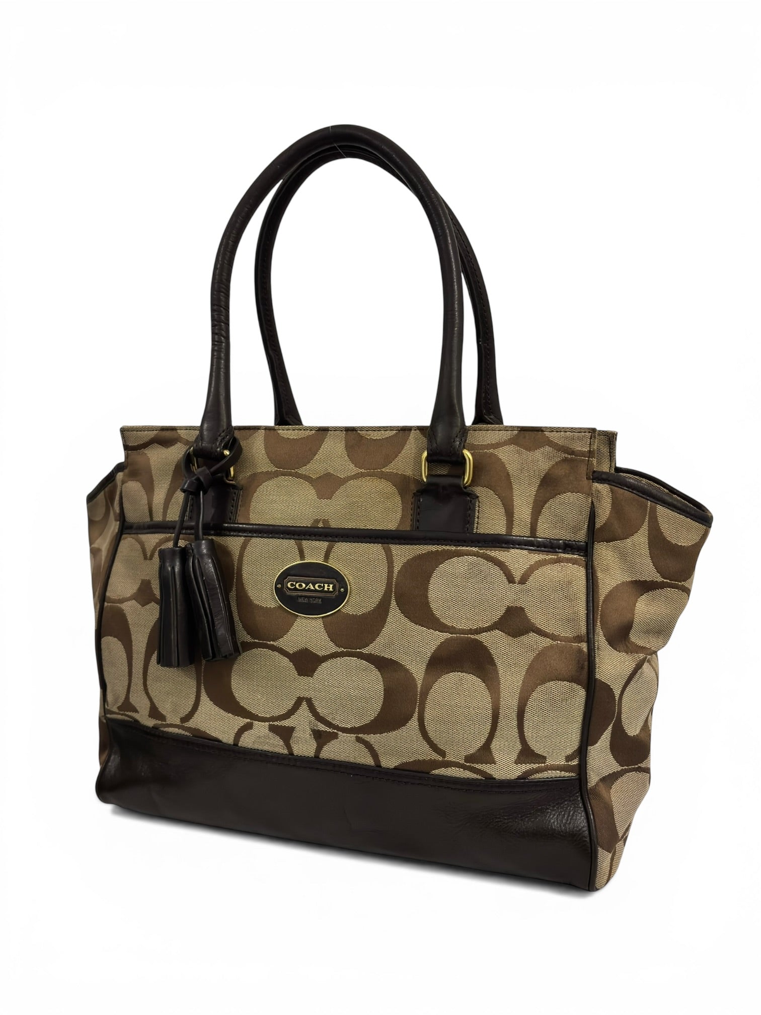 Coach Brown Beige Candace Legacy Signature Canvas & Leather Vintage Shoulder Bag
