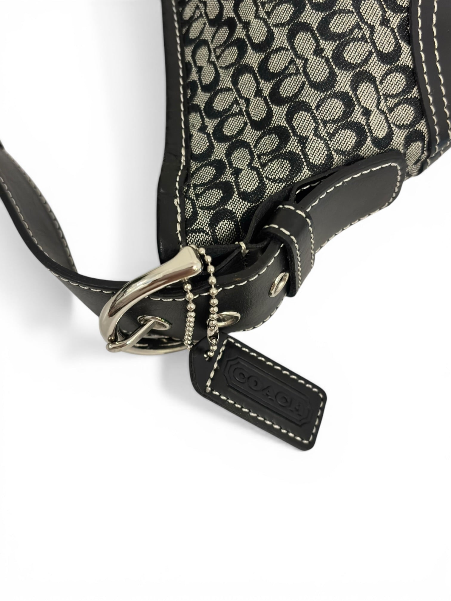 Coach Soho Black & Grey Signature Canvas & Leather Vintage Shoulder Bag