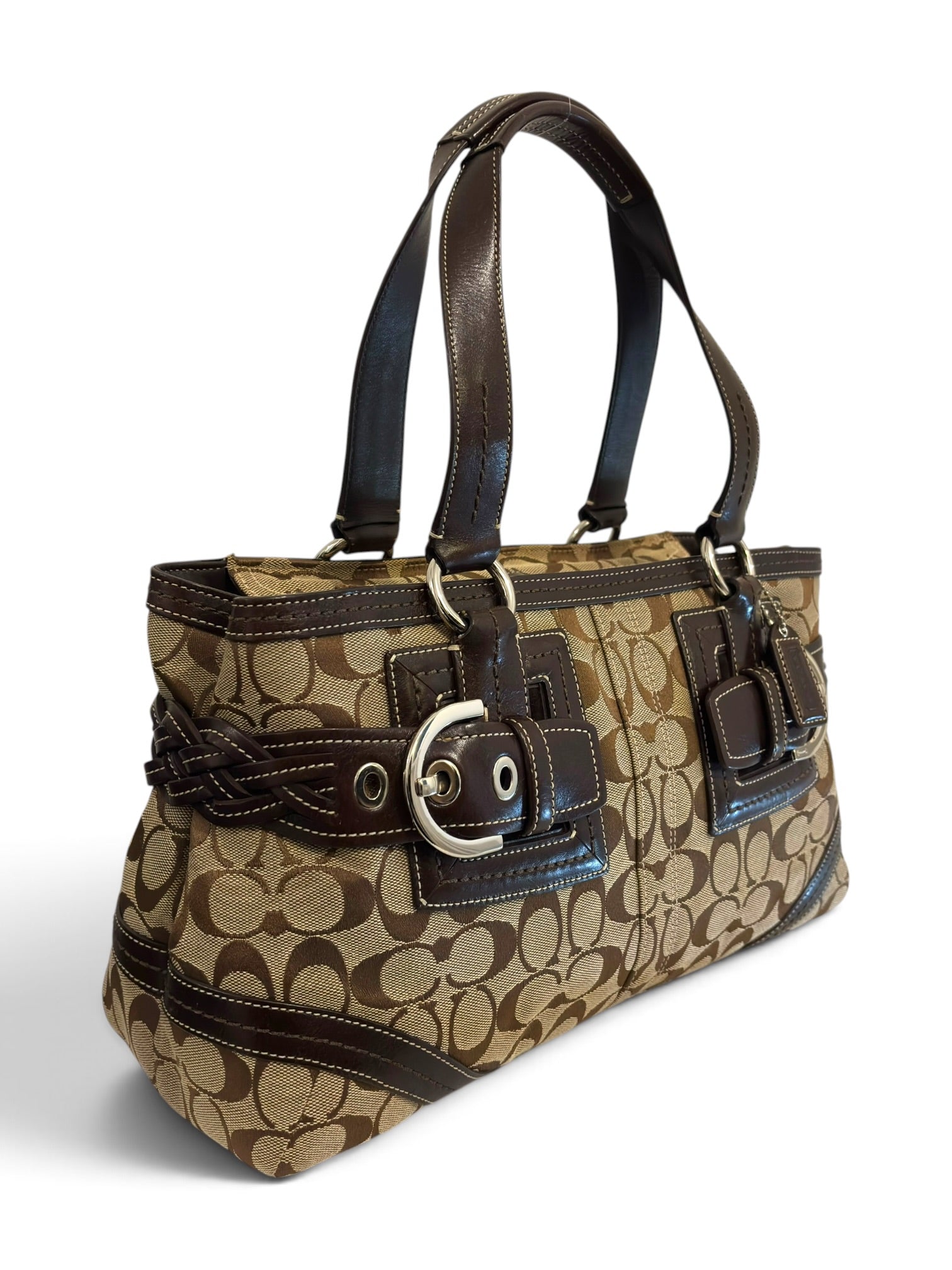 Vintage Coach Soho Brown Signature Buckle Y2K 5089
Tote Shoulder Bag