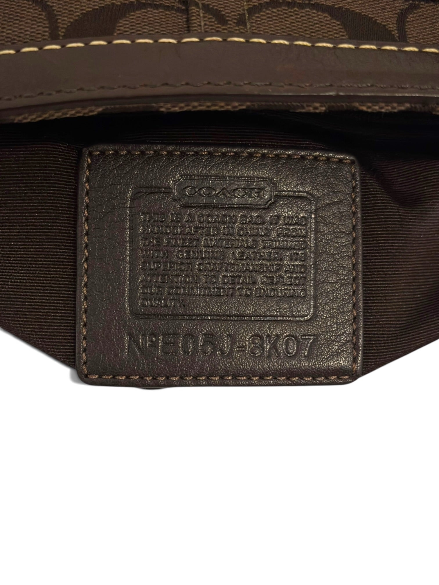 Vintage Coach Hamptons Bag Chocolate Brown Signature Canvas Shoulder Tote E05J-8K07