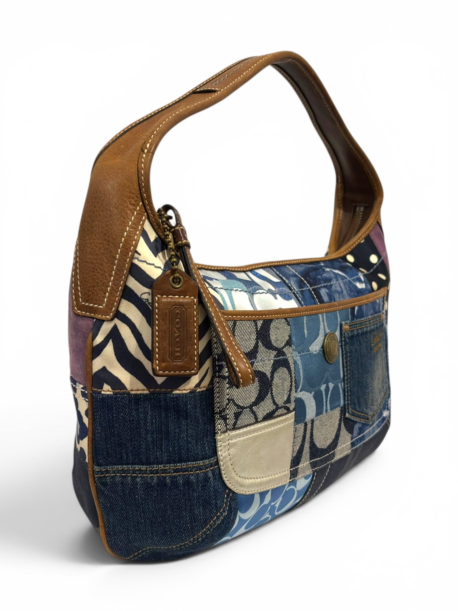 Coach Denim Ergo Patchwork Blue Purple Canvas
Leather Hobo 10808 Shoulder Bag