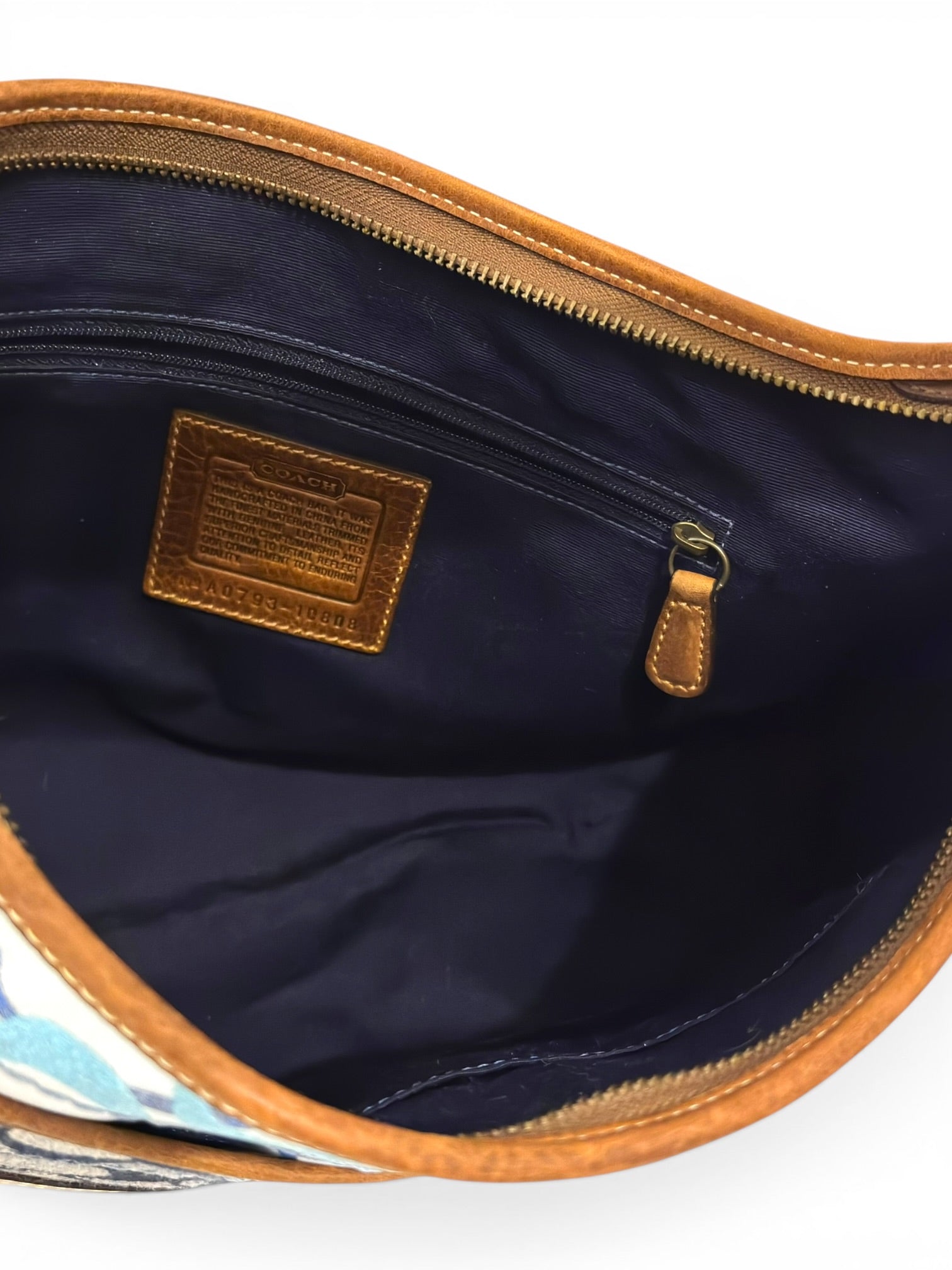 Coach Denim Ergo Patchwork Blue Purple Canvas
Leather Hobo Shoulder Bag