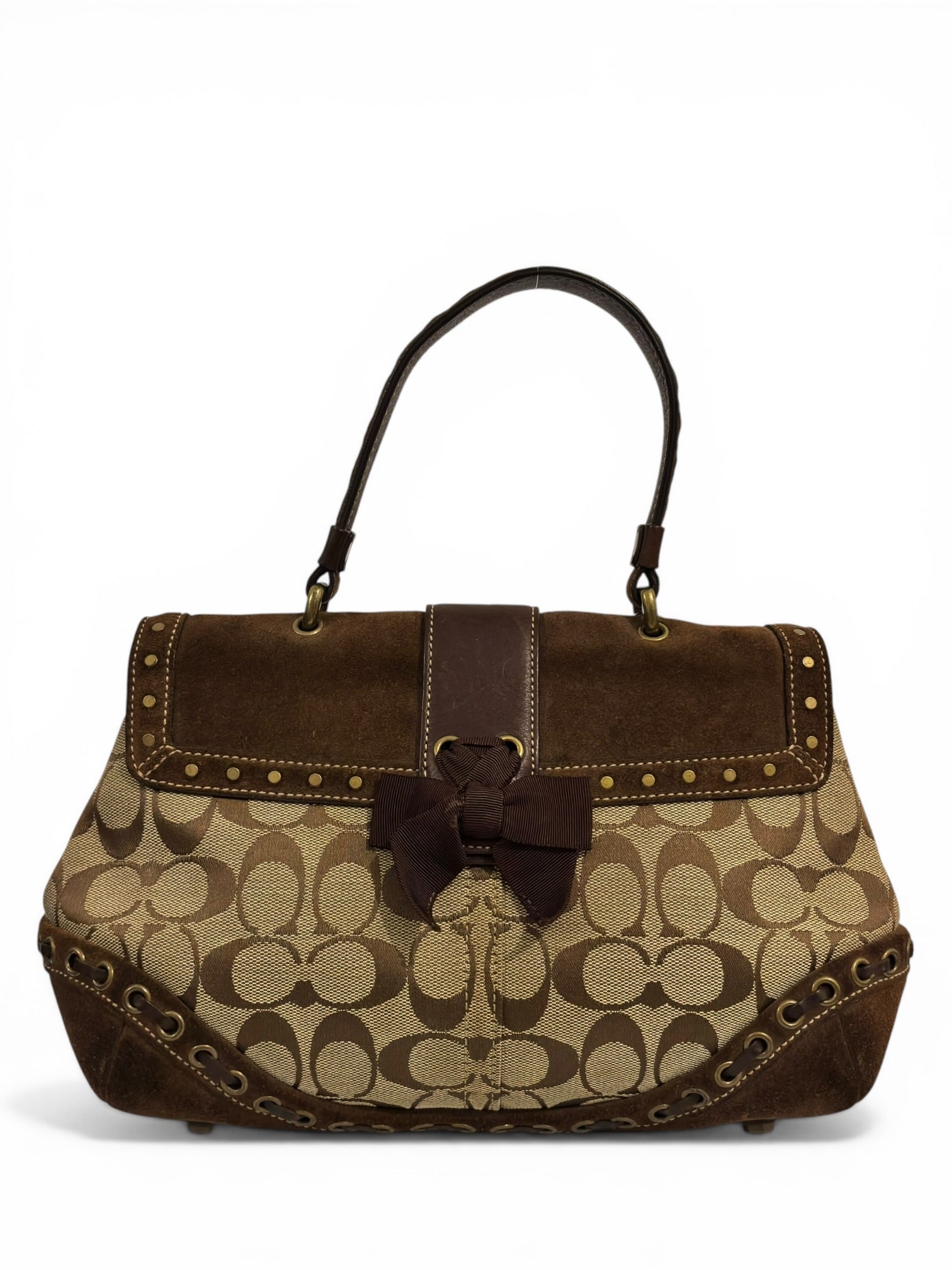 Coach Signature Soho Brown Canvas & Suede
Buckle Handbag F04J-7059