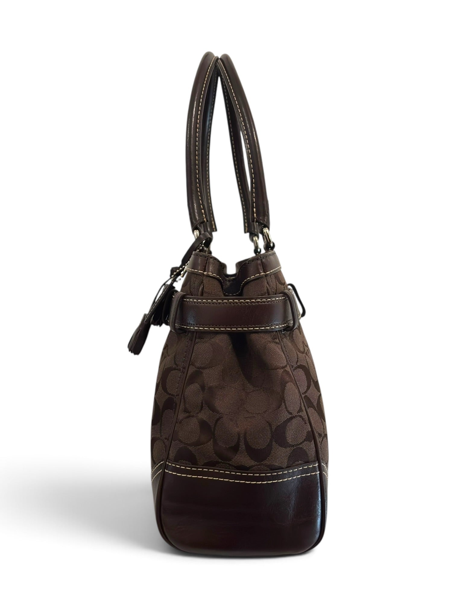 Vintage Coach Hamptons Bag Chocolate Brown Signature Canvas Shoulder Tote E05J-8K07