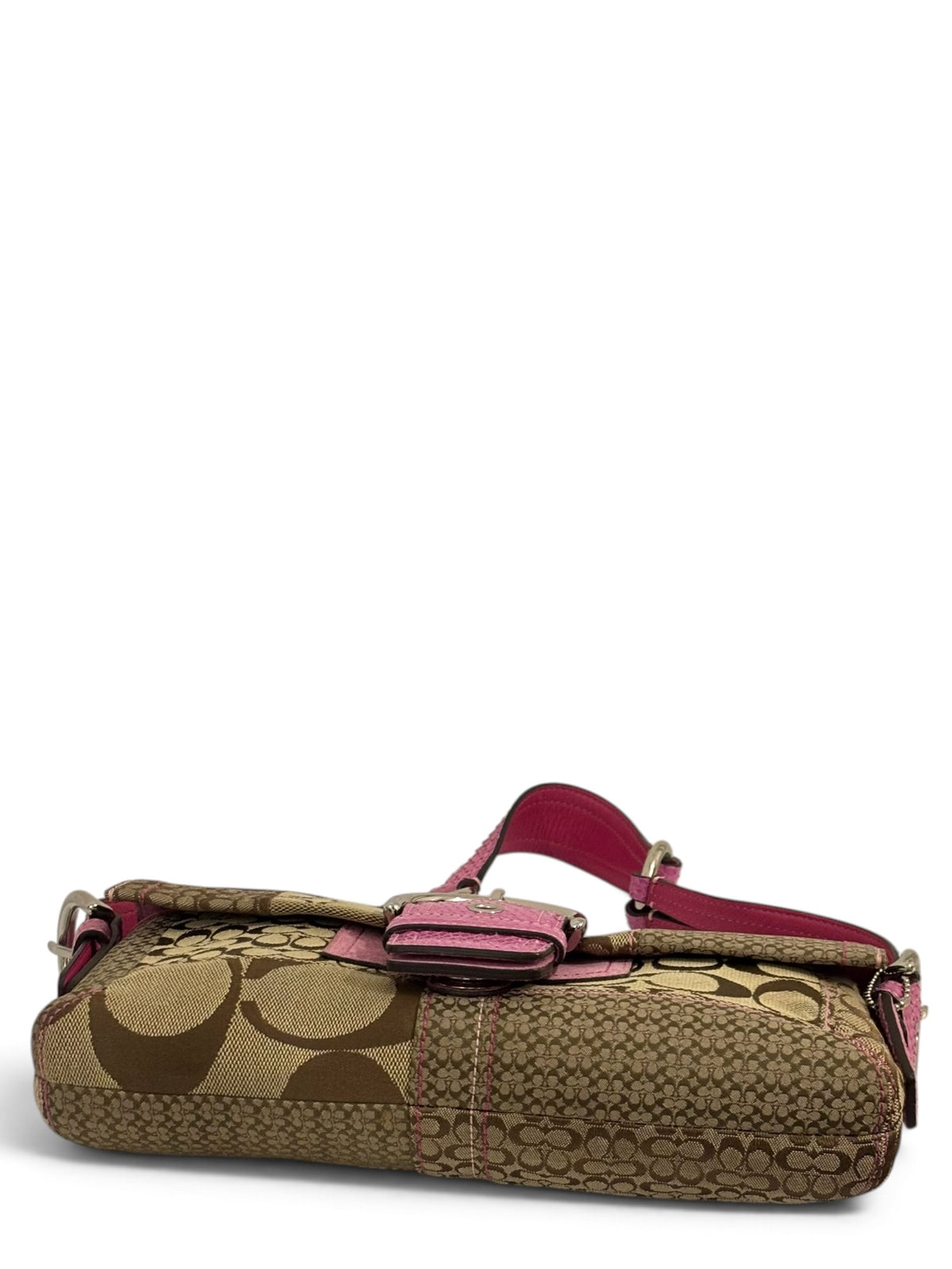 Vintage Coach 3689 Soho Patchwork Shoulder Bag Pink Python Trim
