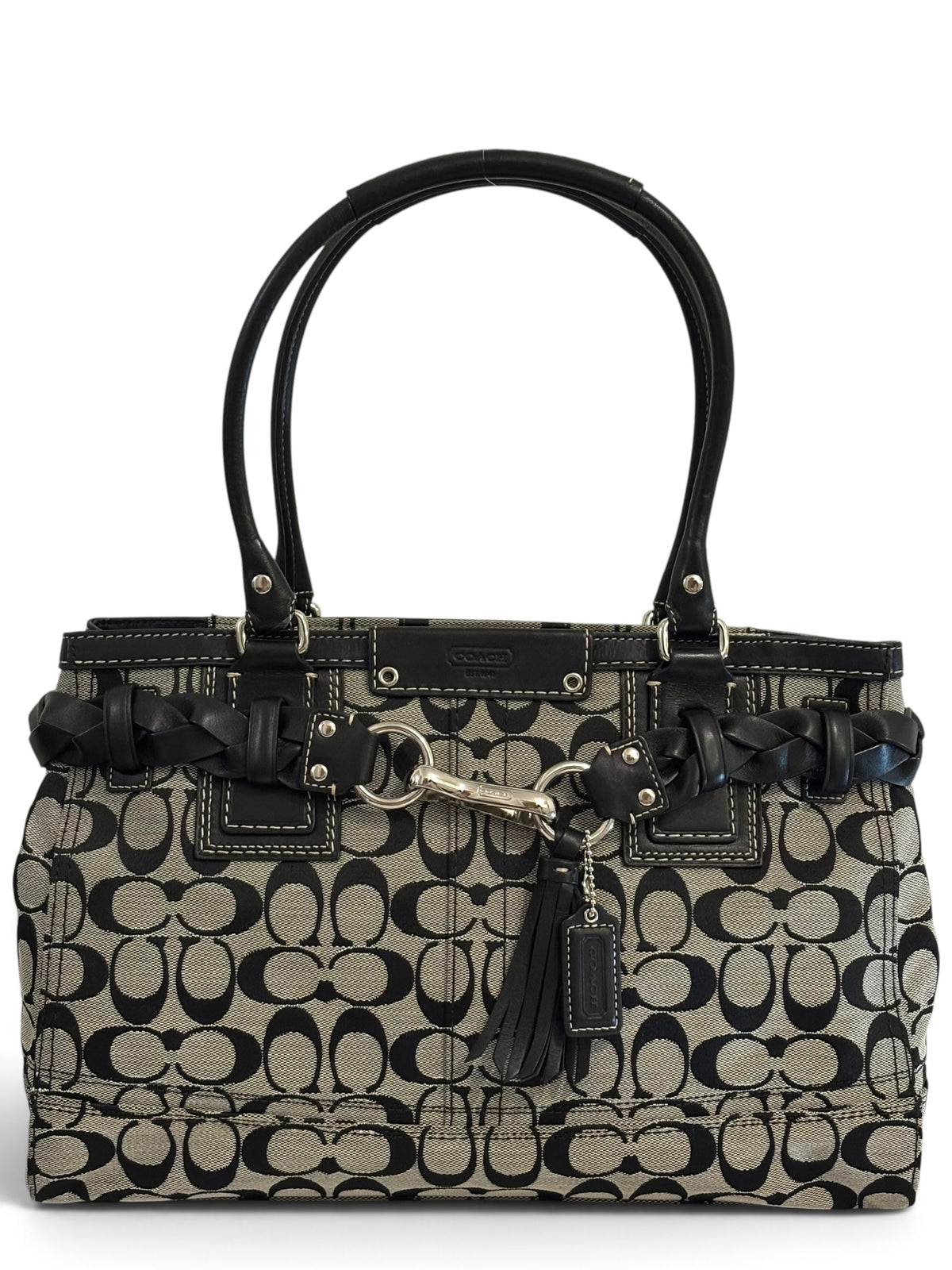 Vintage Coach Hamptons Bag F13068 Signature Tassle Clip Tote