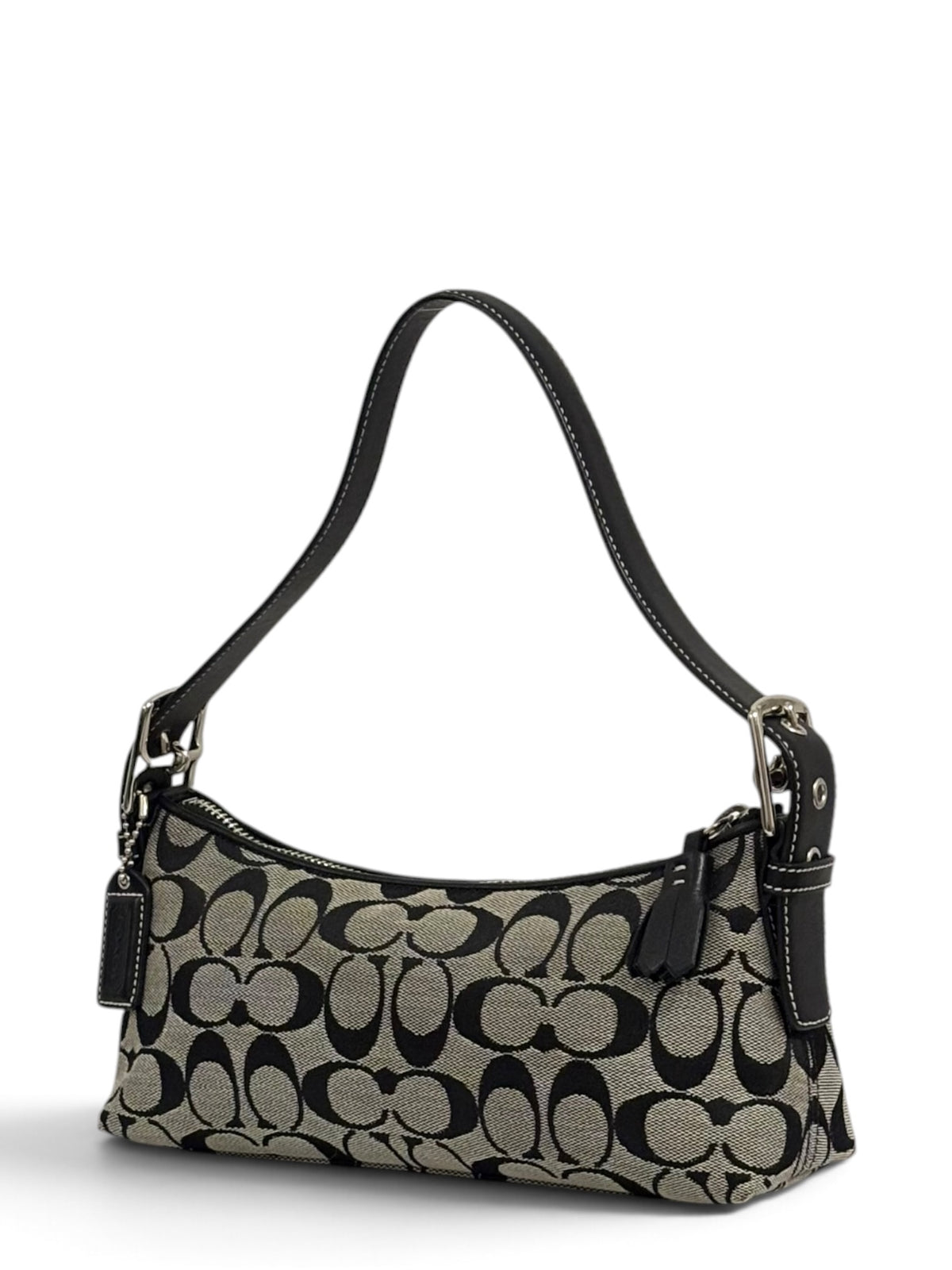 Vintage Coach Baguette Bag 6371 East West In Signature Black & Grey