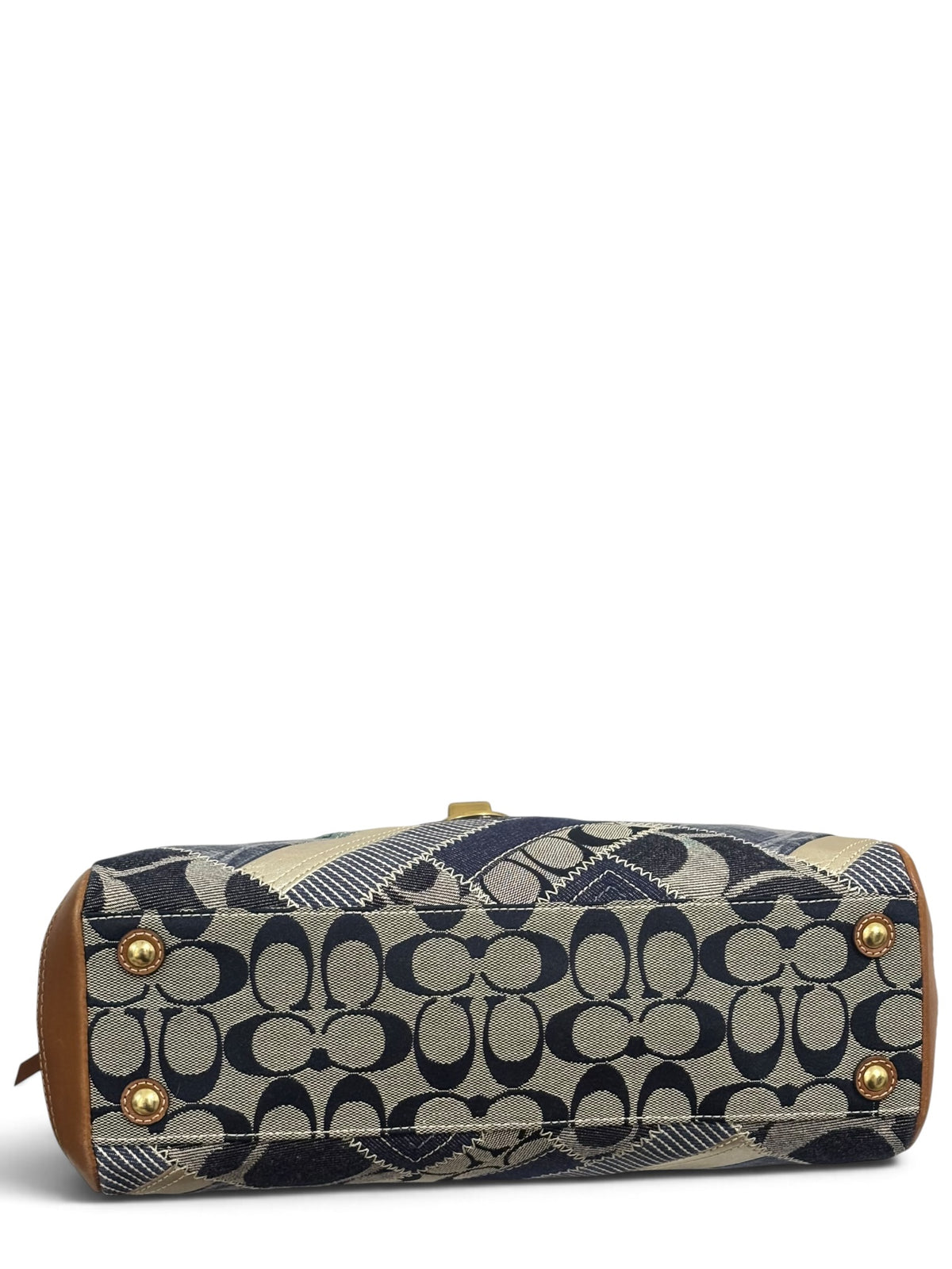 Vintage Coach Patchwork Bag 12216 Denim Turnlock Tote
