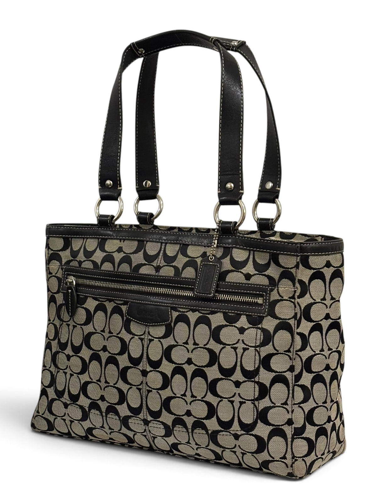 Vintage Coach Penelope Bag F14694 In Signature Black And Grey