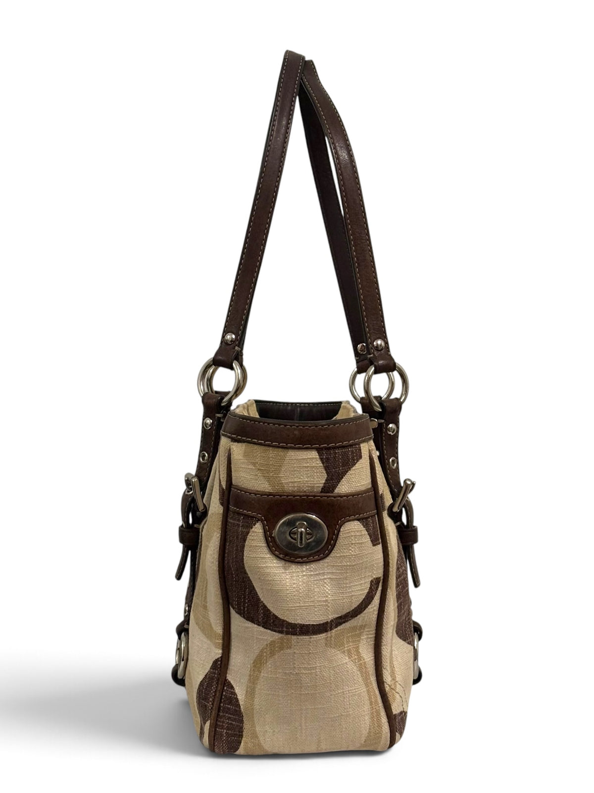 Vintage Coach Rare bag F13810 Signature Brown & Cream Gallery Tote
