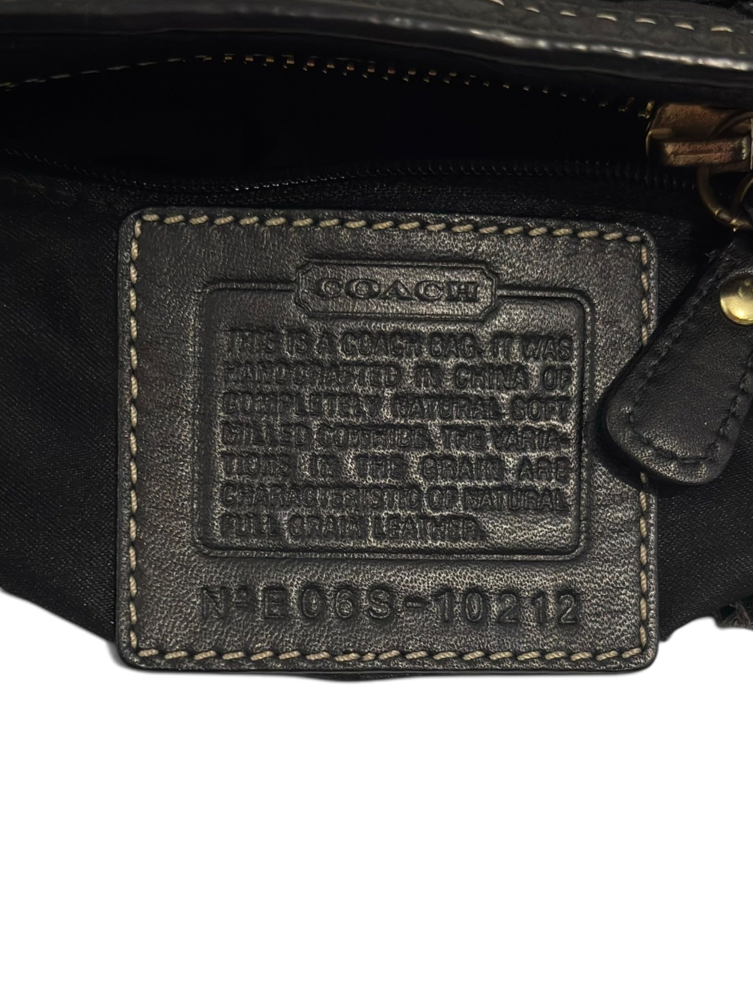 Vintage Coach Hamptons Bag Black Pebbled Leather Belted Tote E06S-10212