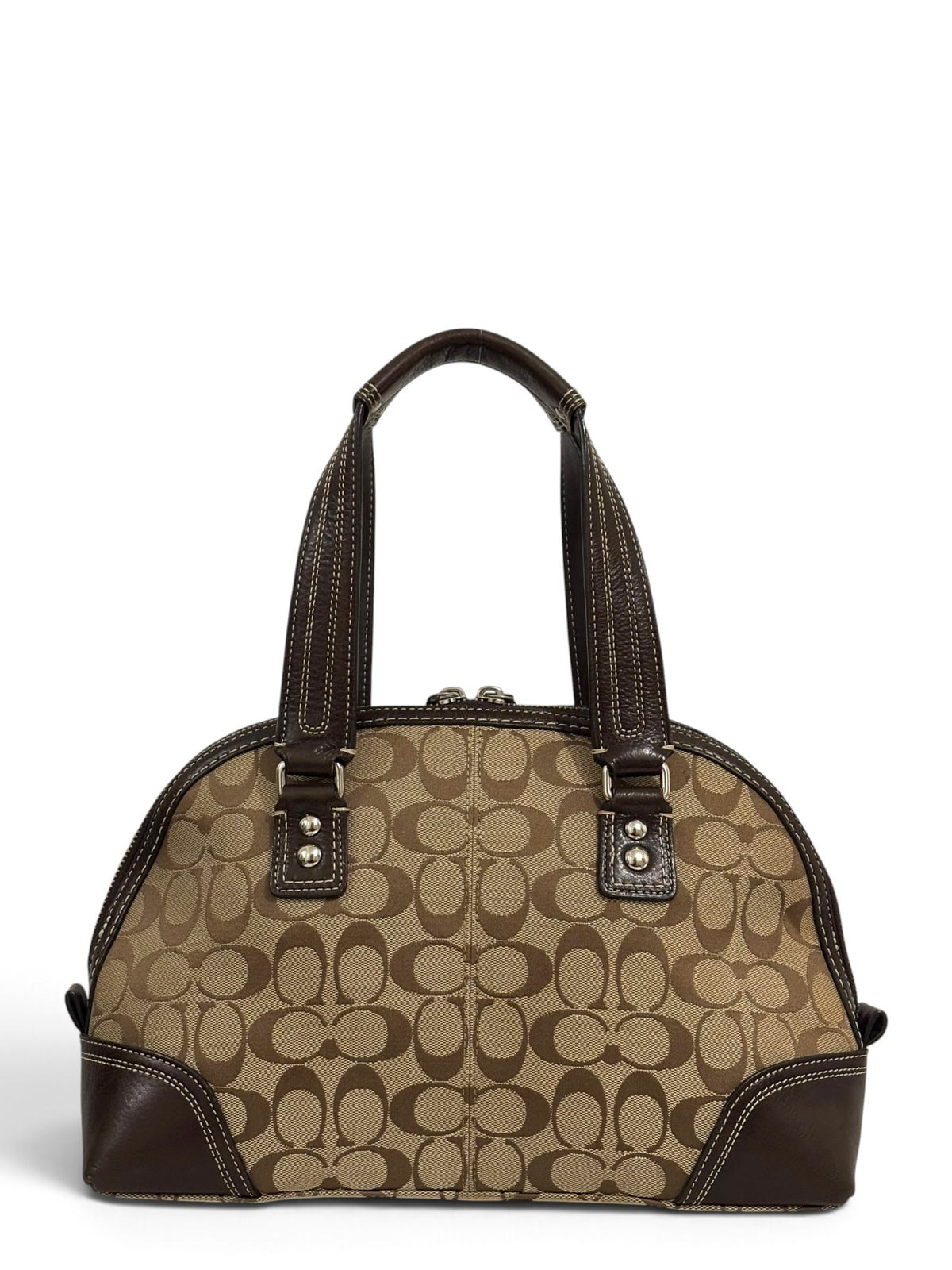 Vintage Coach Hamptons Bag F13977 Turnlock In Signature Brown