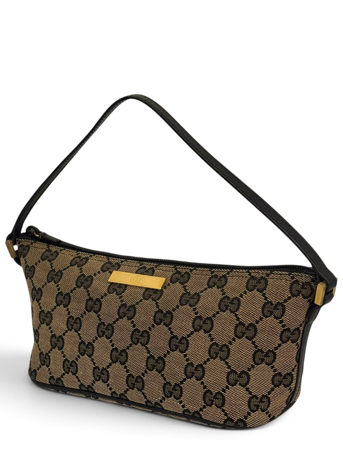 Gucci Boat Bag Vintage Brown & Beige Monogram GG Pochette 039 1103