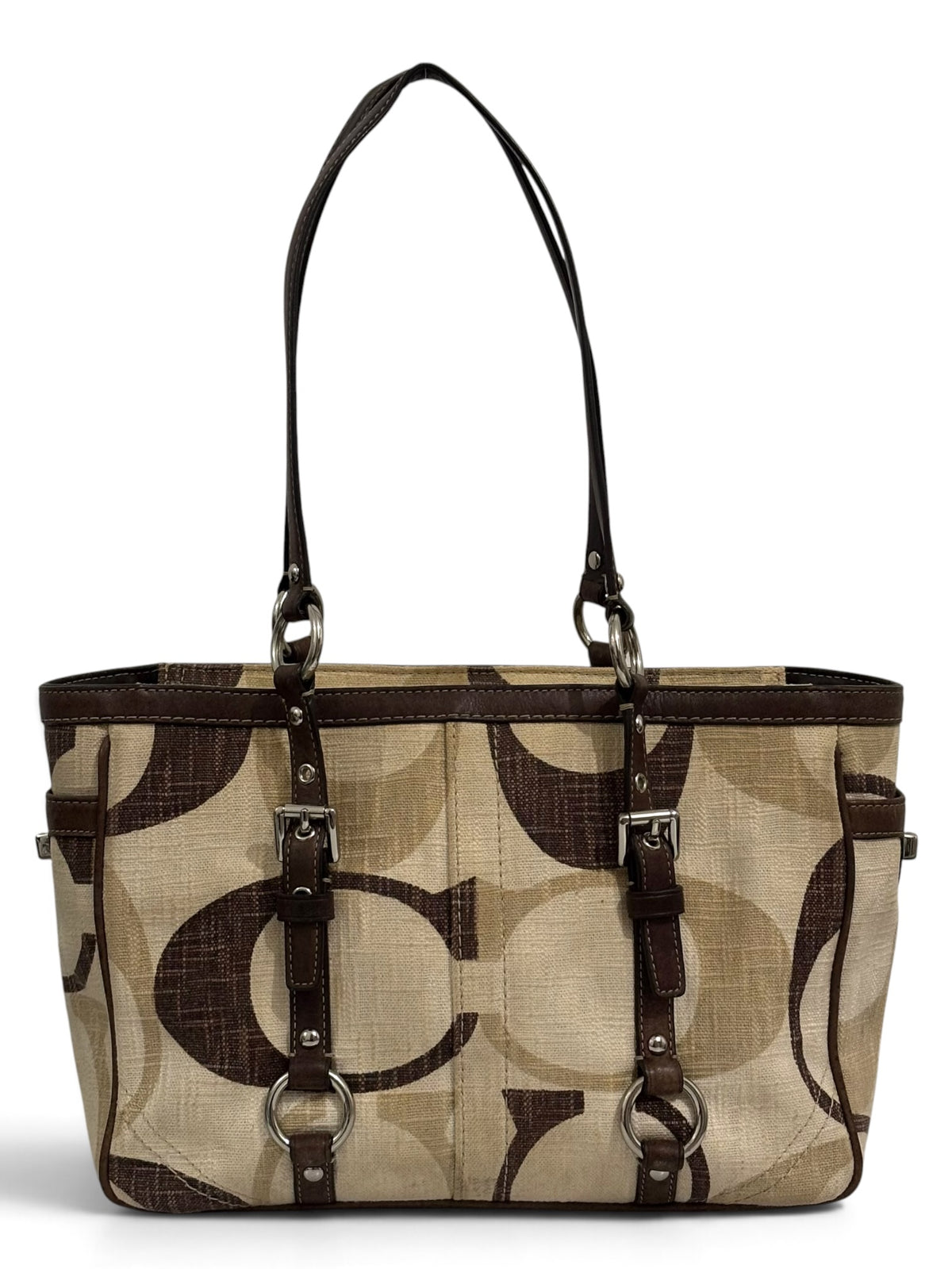 Vintage Coach Rare bag F13810 Signature Brown & Cream Gallery Tote