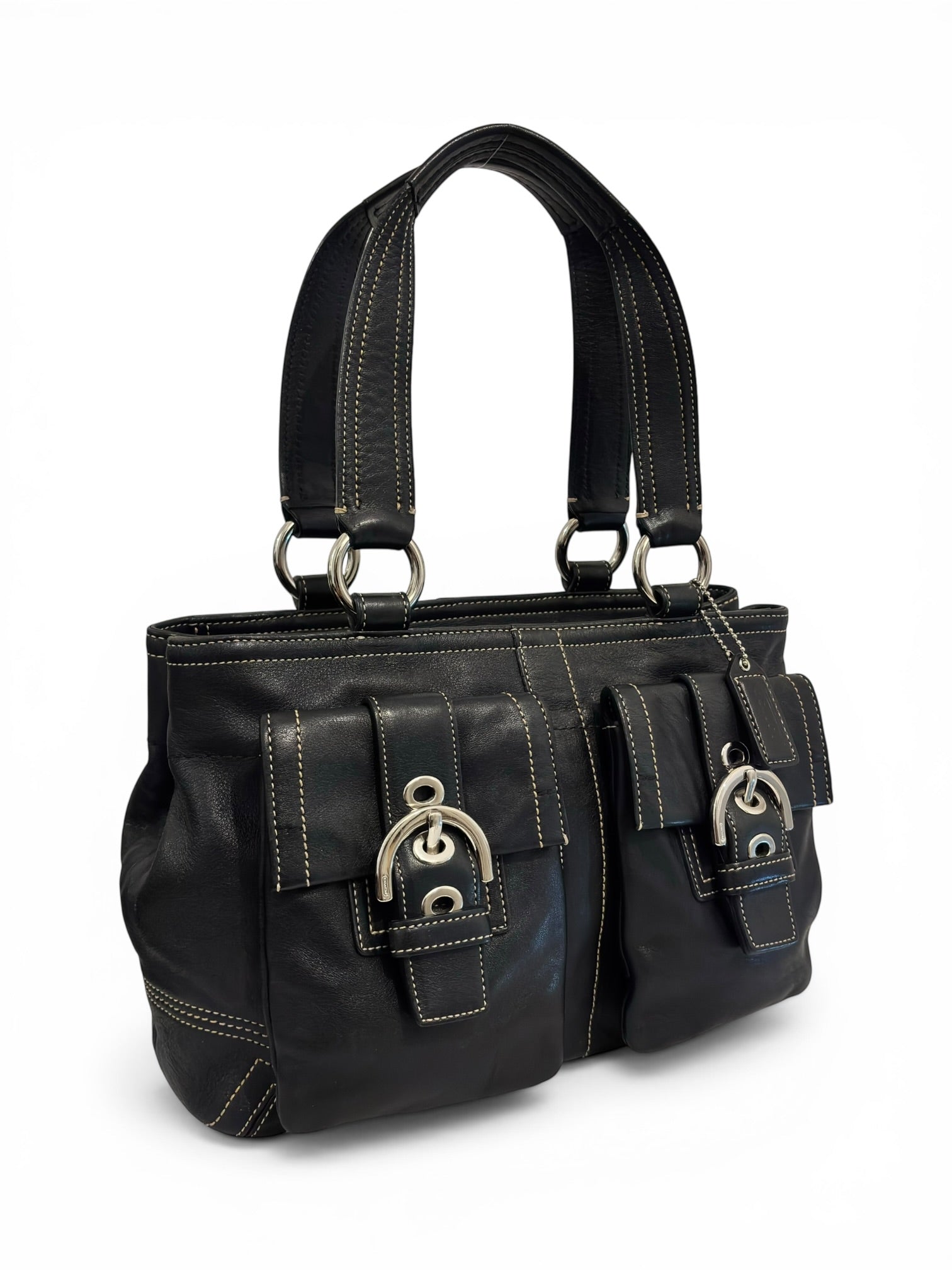 Coach Black Soho Double Pocket Leather 8A09 Tote Shoulder Bag