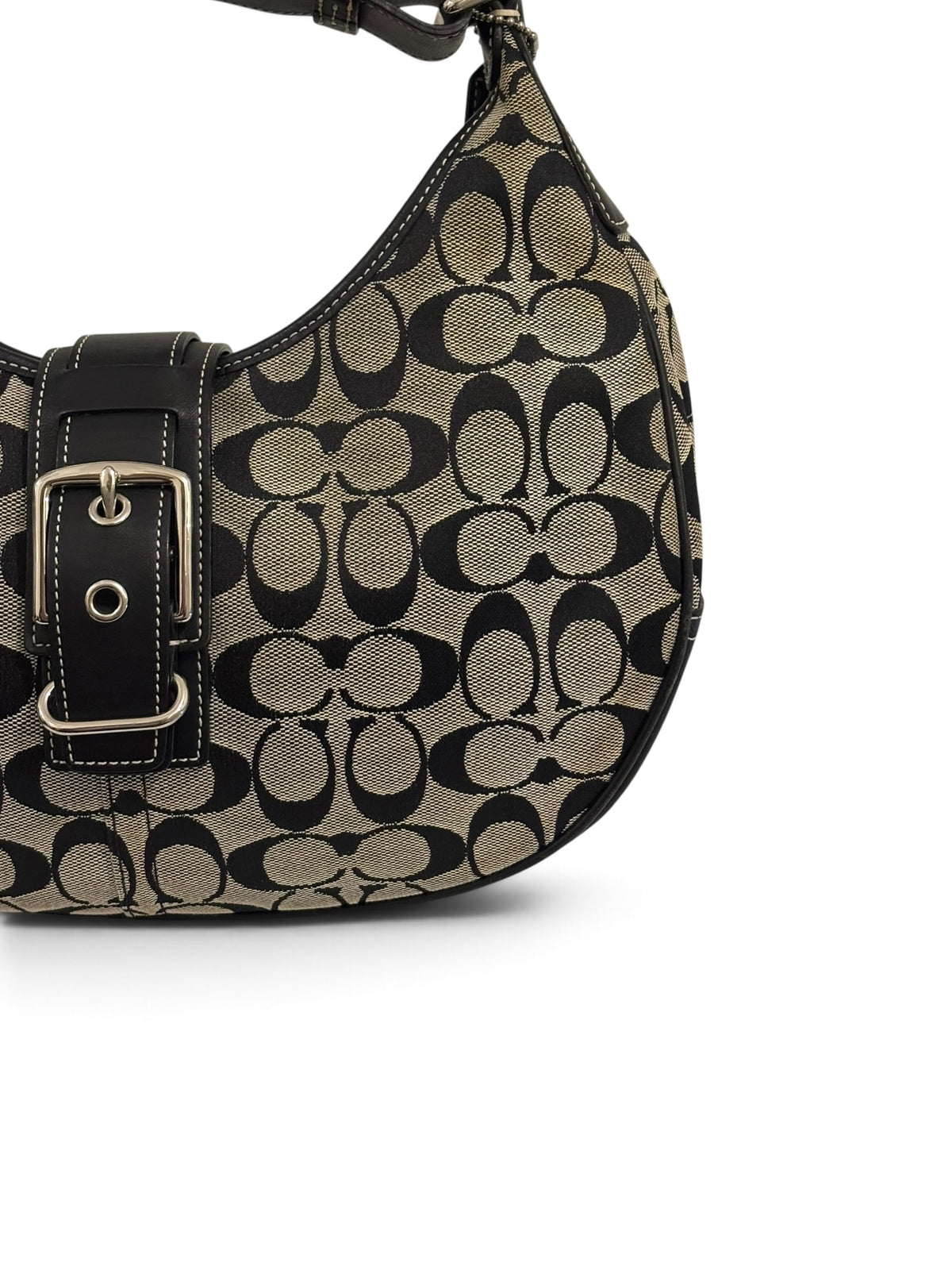 Vintage Coach Soho Bag 6363 Signature Hobo In Black And Grey