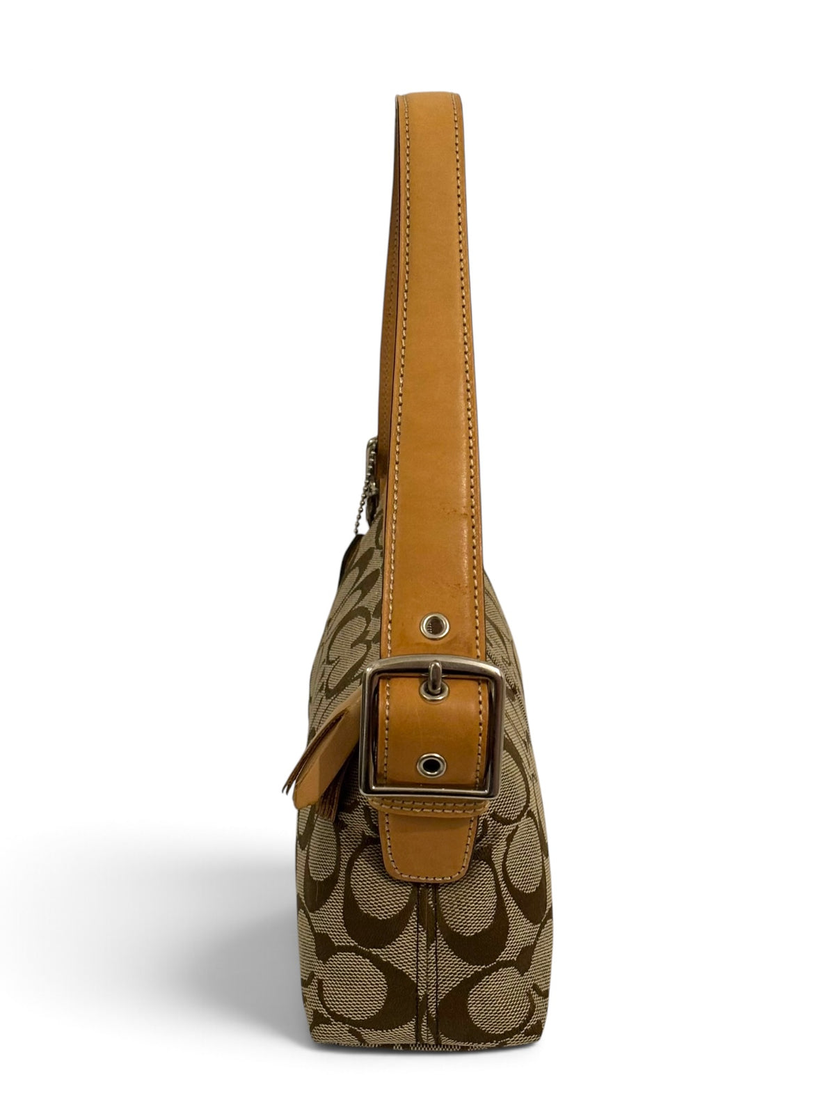 Vintage Coach Demi Baguette Bag 6371 East West In Signature Brown