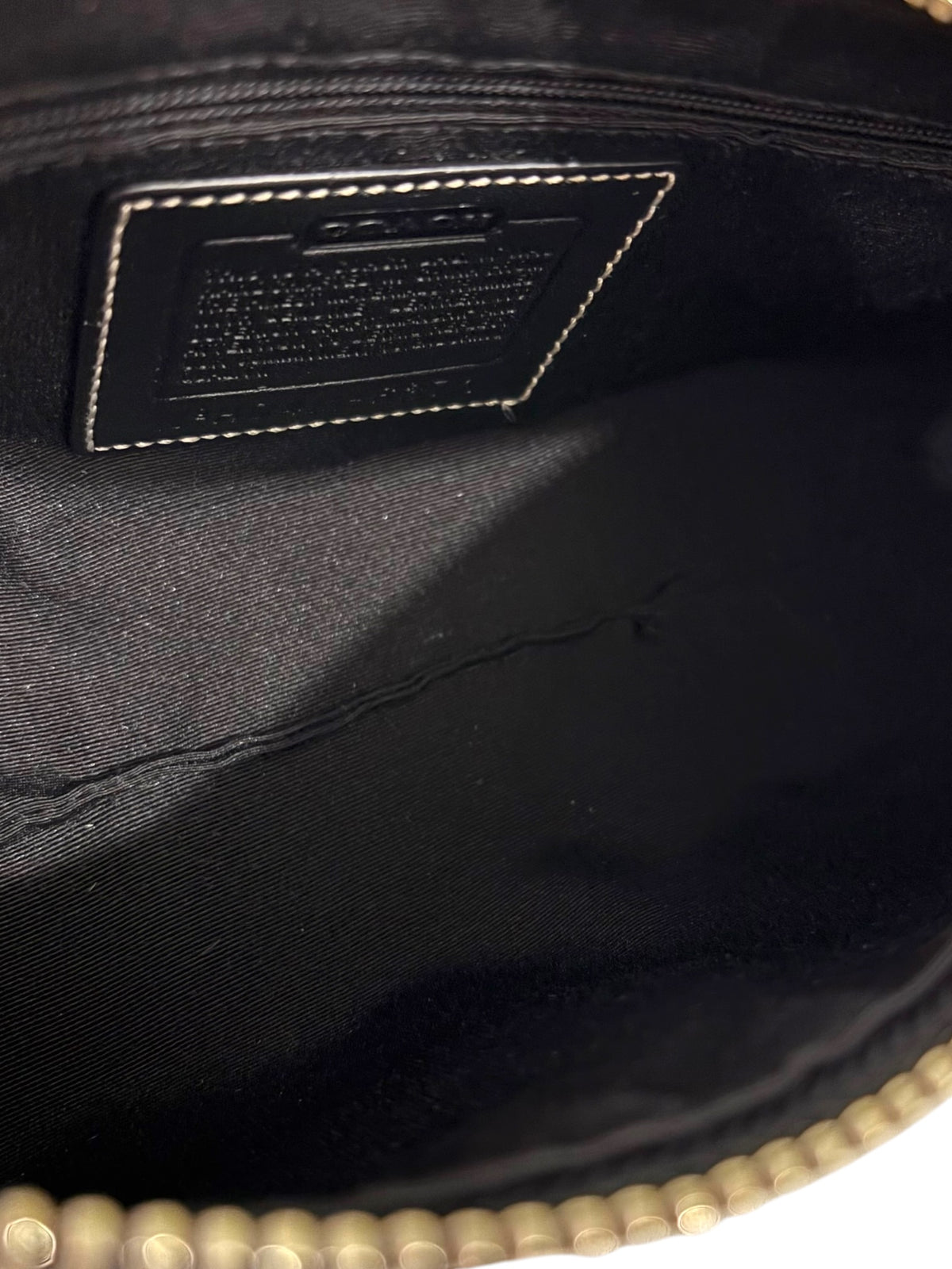 Vintage Coach Baguette Bag 6371 East West In Signature Black & Grey