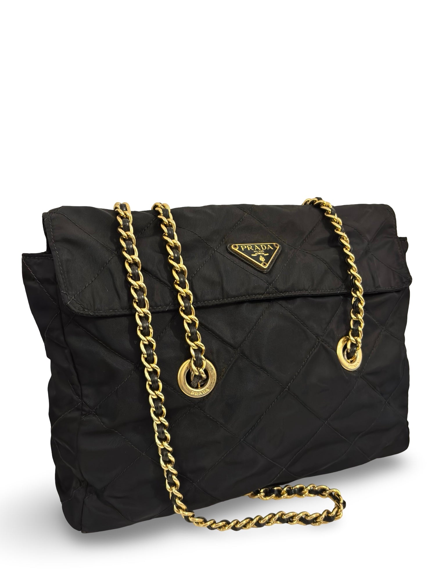 Prada Nylon Black Tessuto Quilted Chain Shoulder / Crossbody
Bag