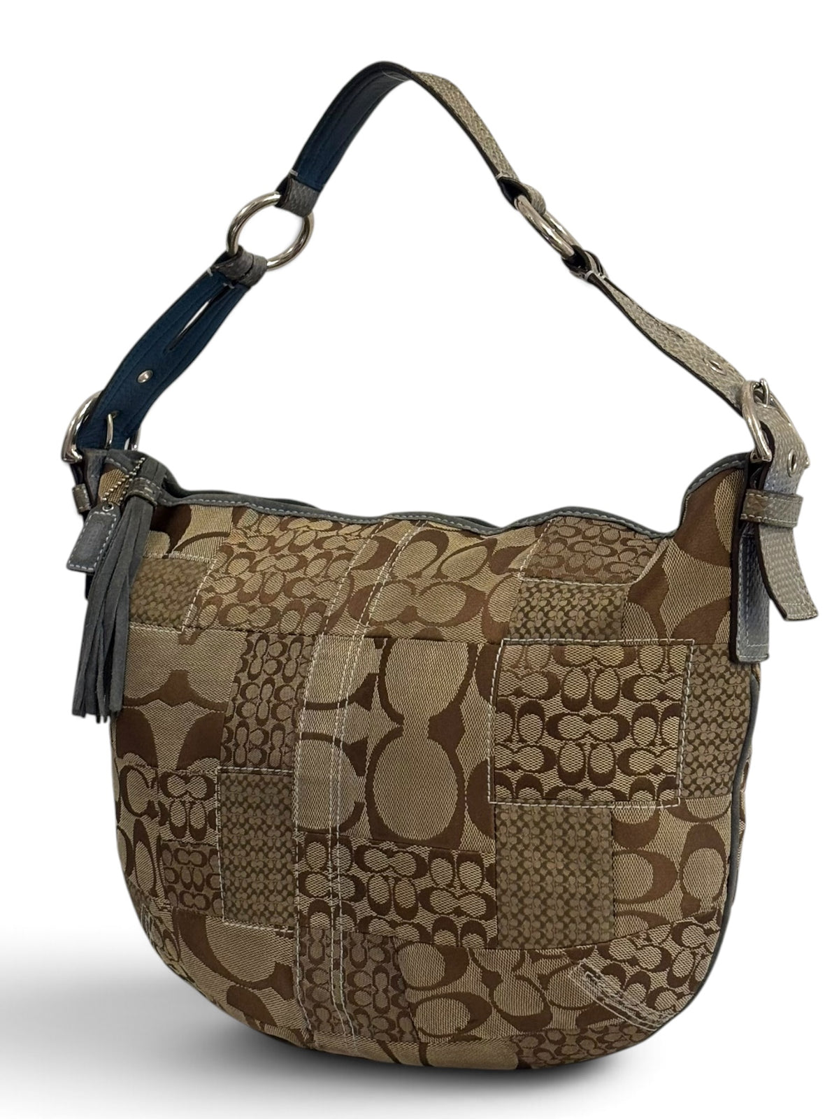 Vintage Coach Patchwork Bag 3688 Rare Blue Python Trim