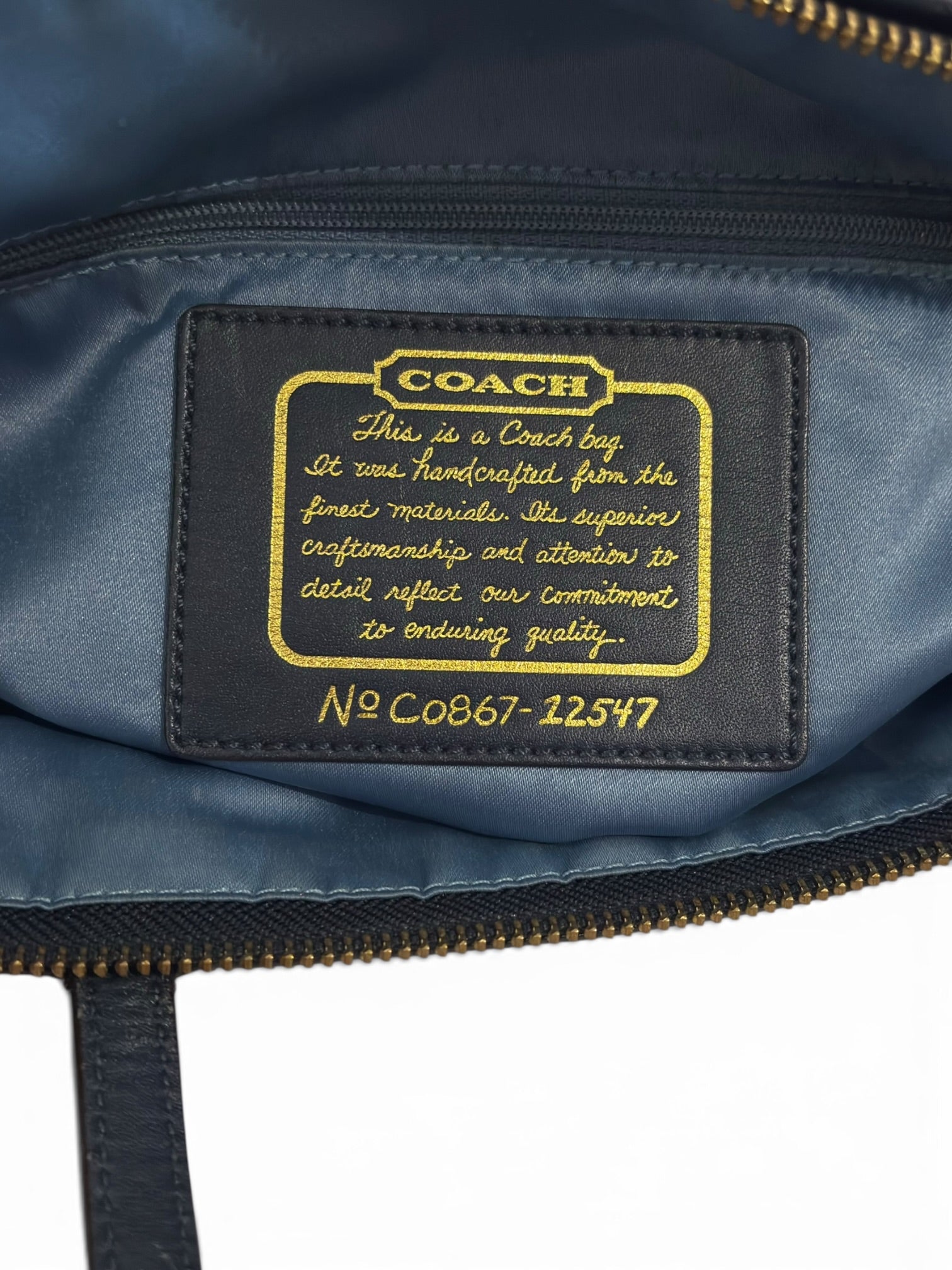 Vintage Coach Denim Bag Navy Blue Signature
Canvas Leather Shoulder Tote C0867-12547