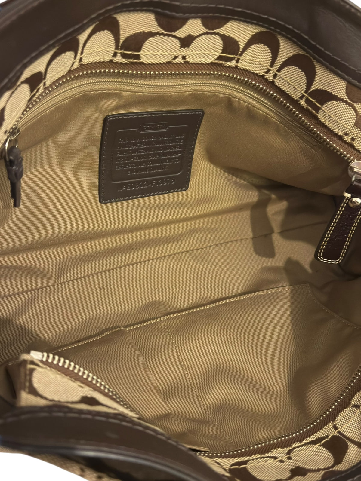 Vintage Coach Bag Hamptons Signature Brown Tote F13975