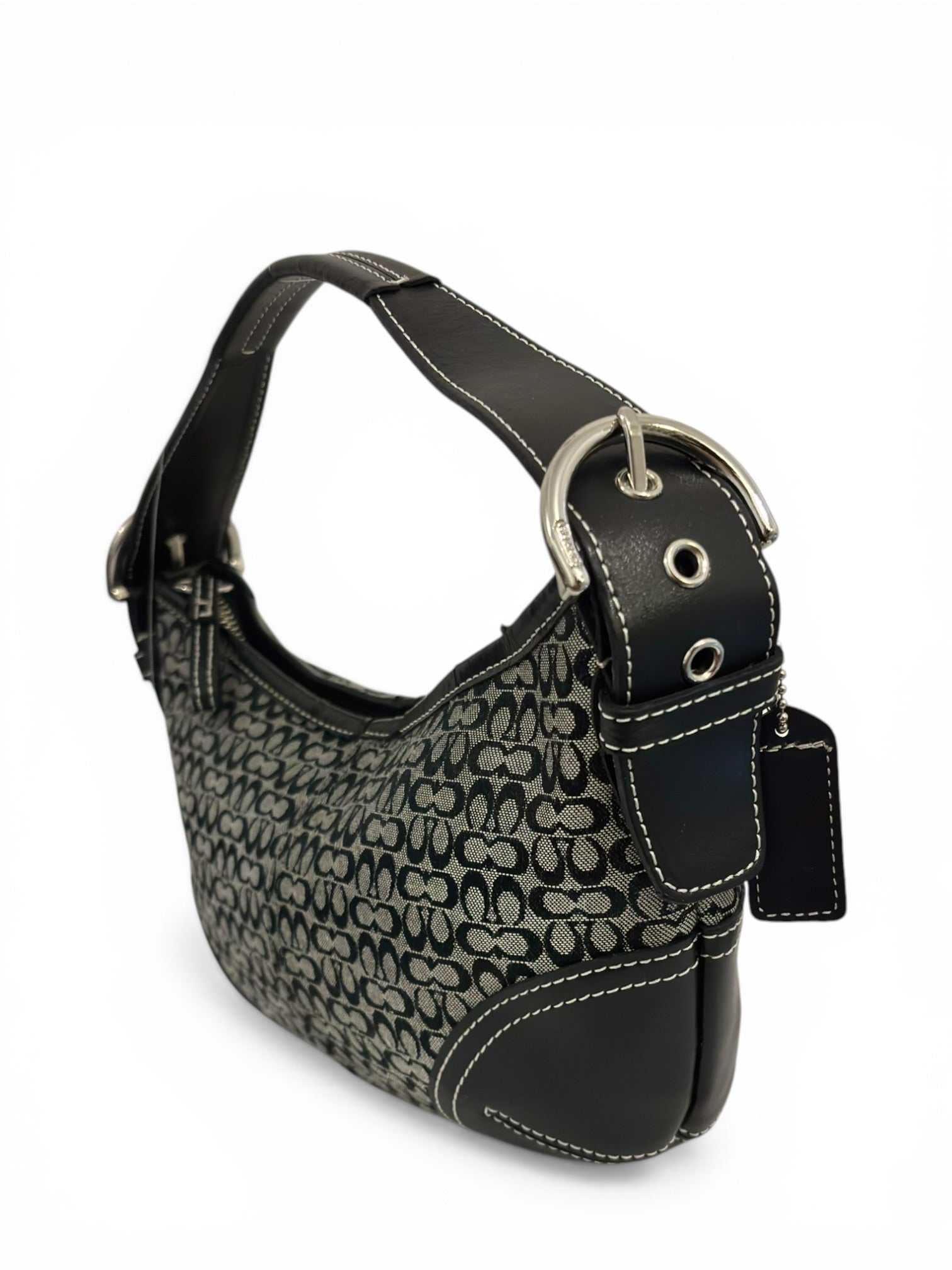 Coach Soho Black & Grey Signature Canvas & Leather Vintage Shoulder Bag