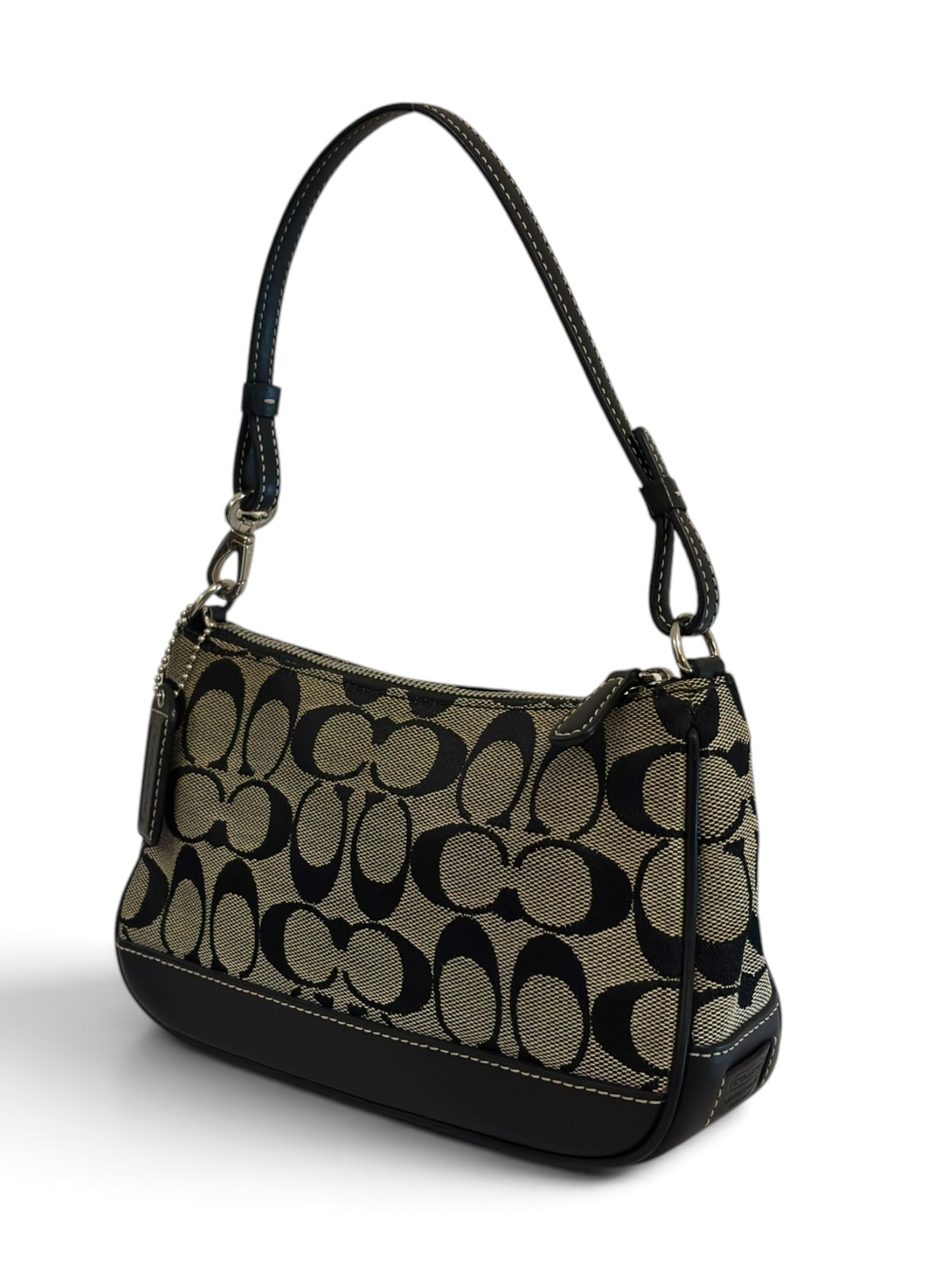 Vintage Coach Demi Bag Signature Black &
Grey Handbag 6094