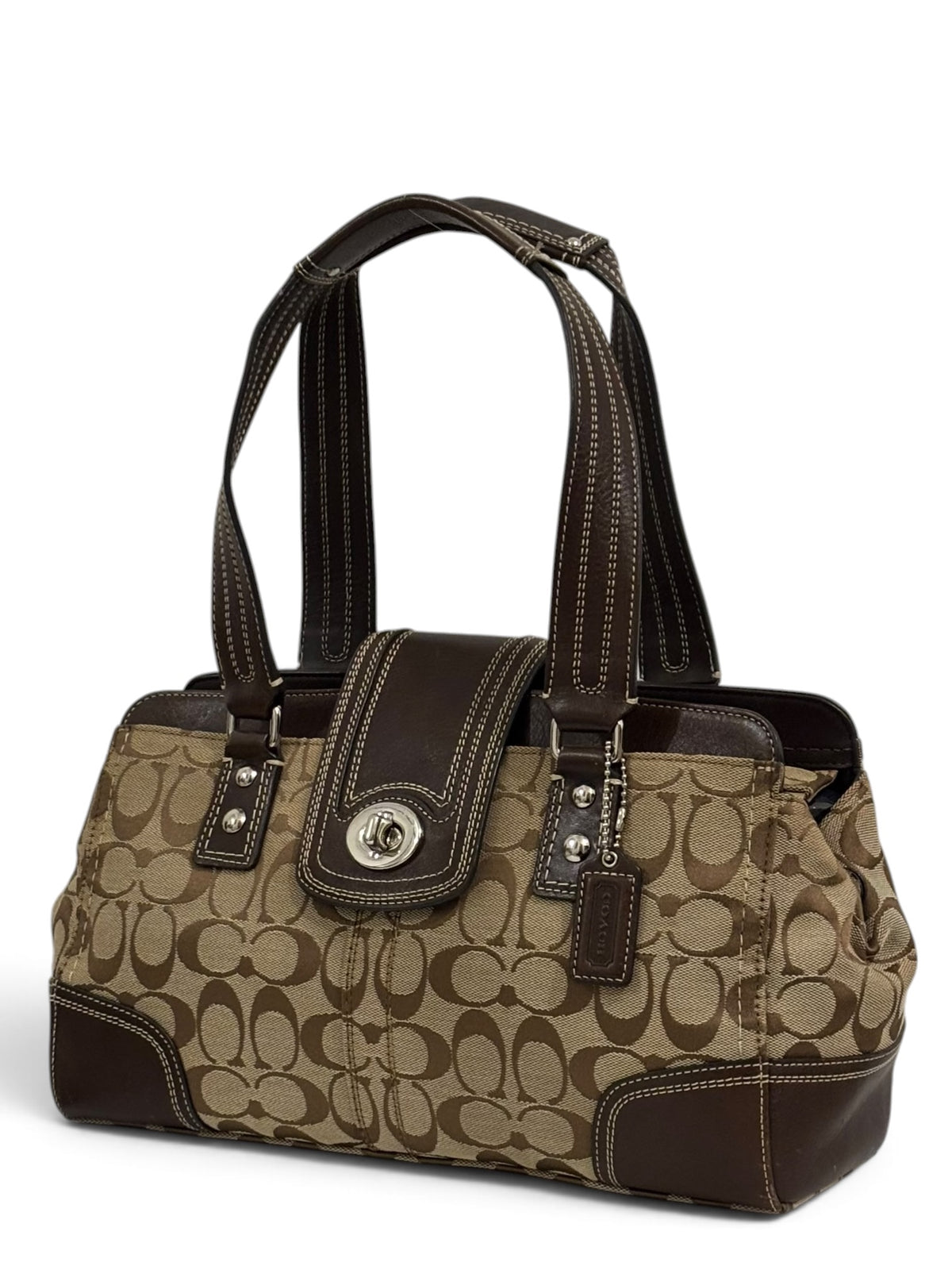 Vintage Coach Hamptons Signature Tote Bag F13975 In Brown
